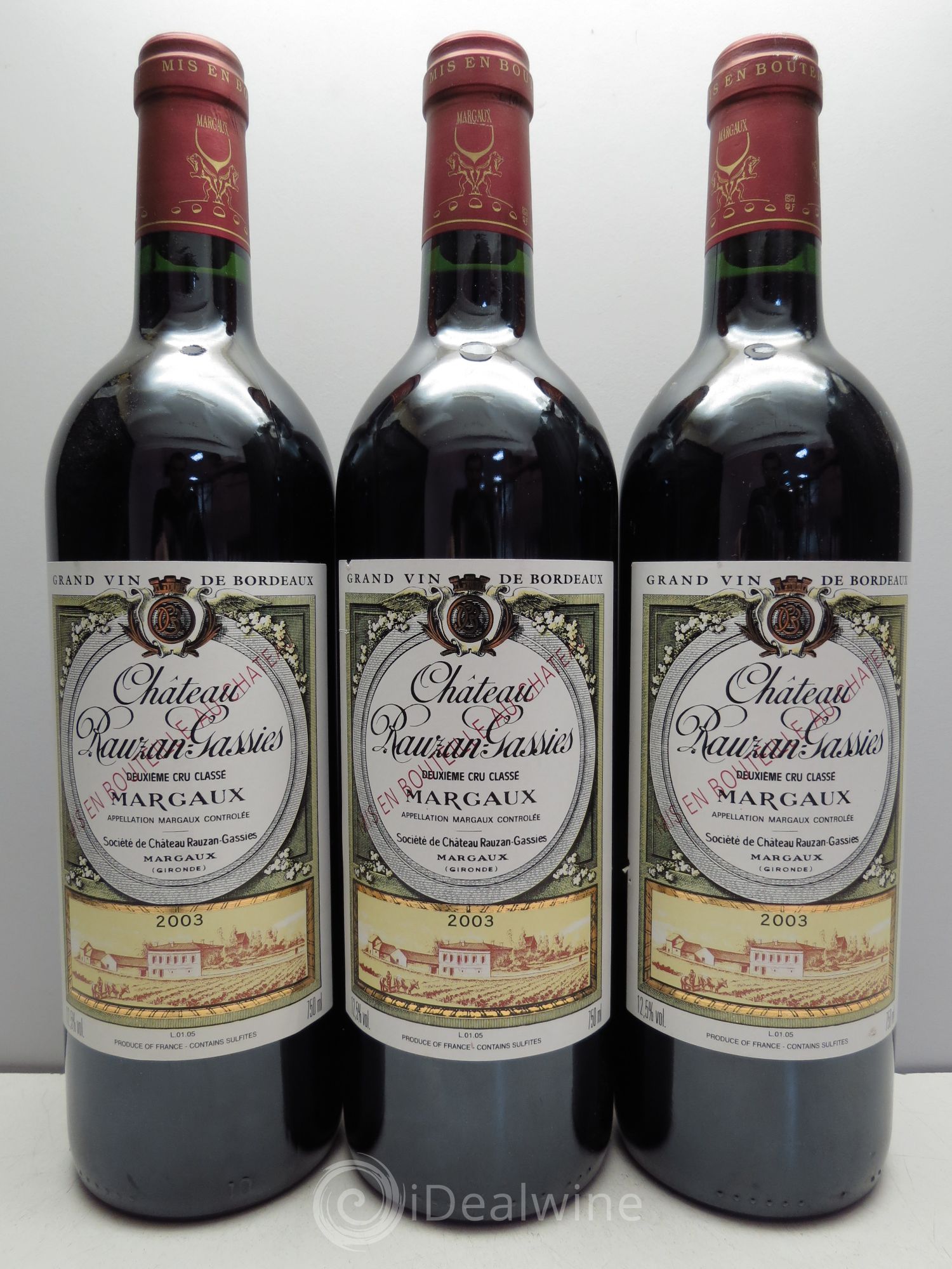 Château Rauzan-Gassies 2ème Grand Cru Classé 2003 - Lot de 3 bouteilles - 0