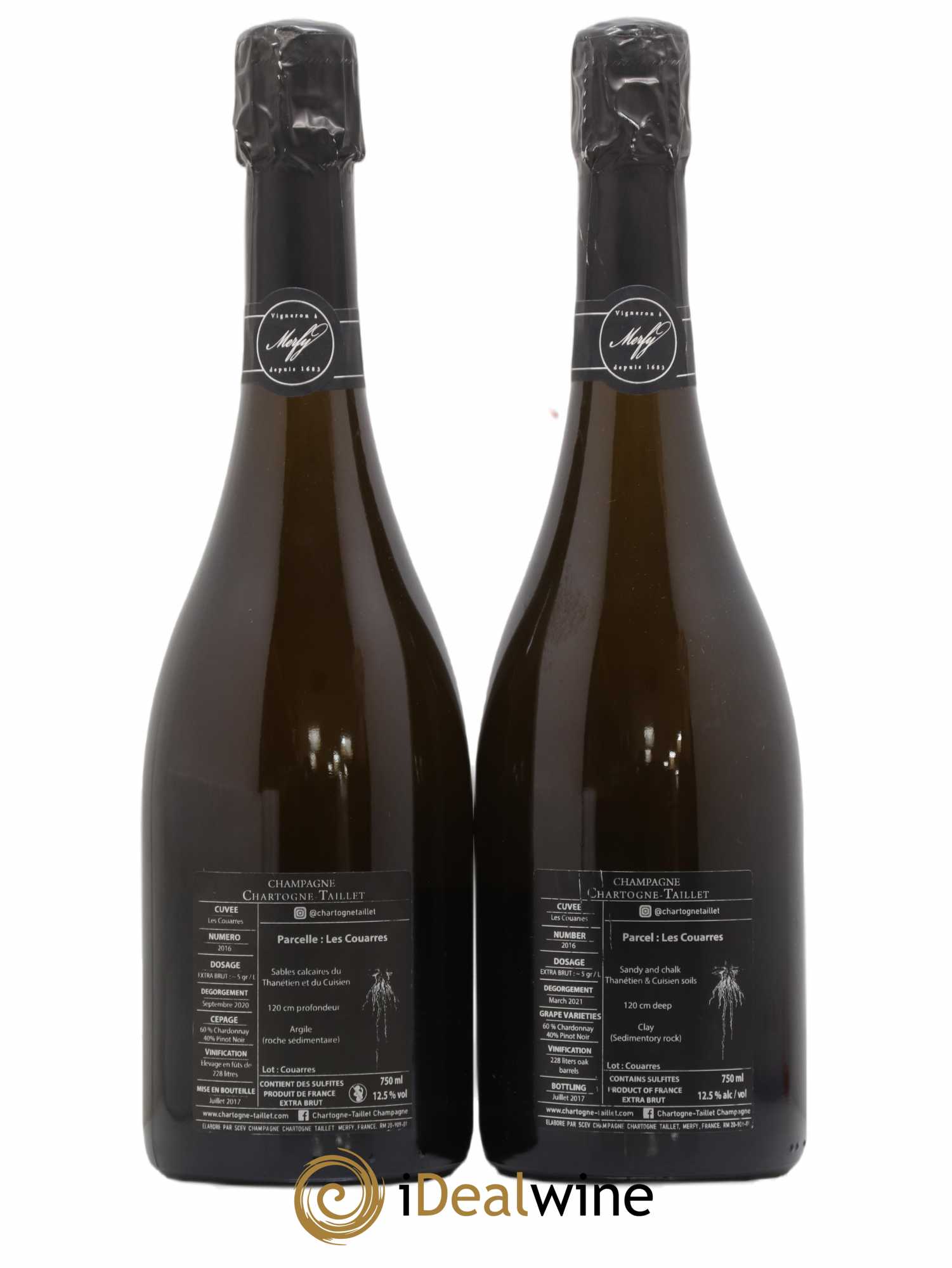 Les Couarres Château Extra-Brut Chartogne-Taillet 2016 - Lot de 2 bouteilles - 1