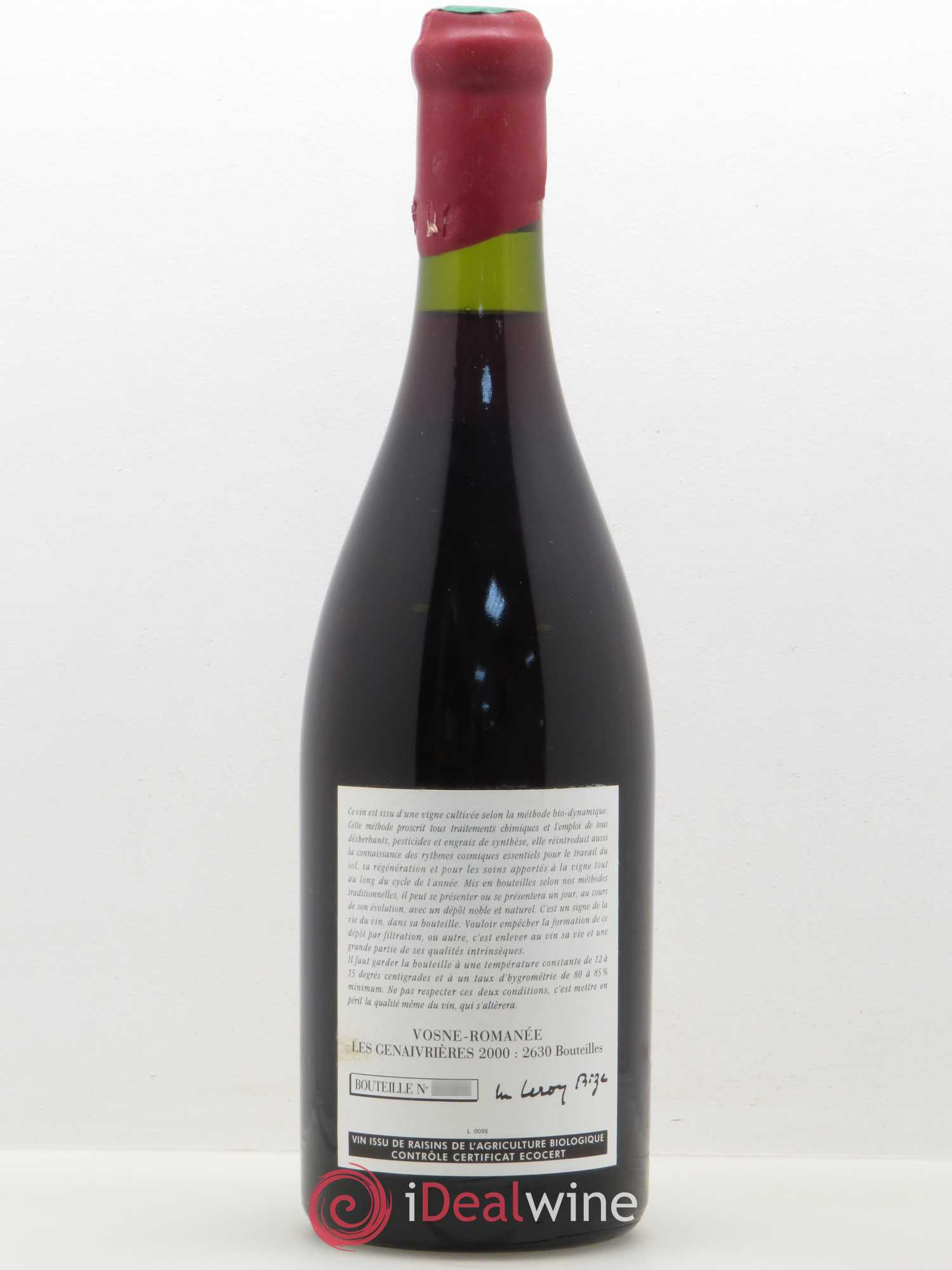 Vosne-Romanée Les Genaivrières Leroy (Domaine) 2000 - Lot de 1 bouteille - 1