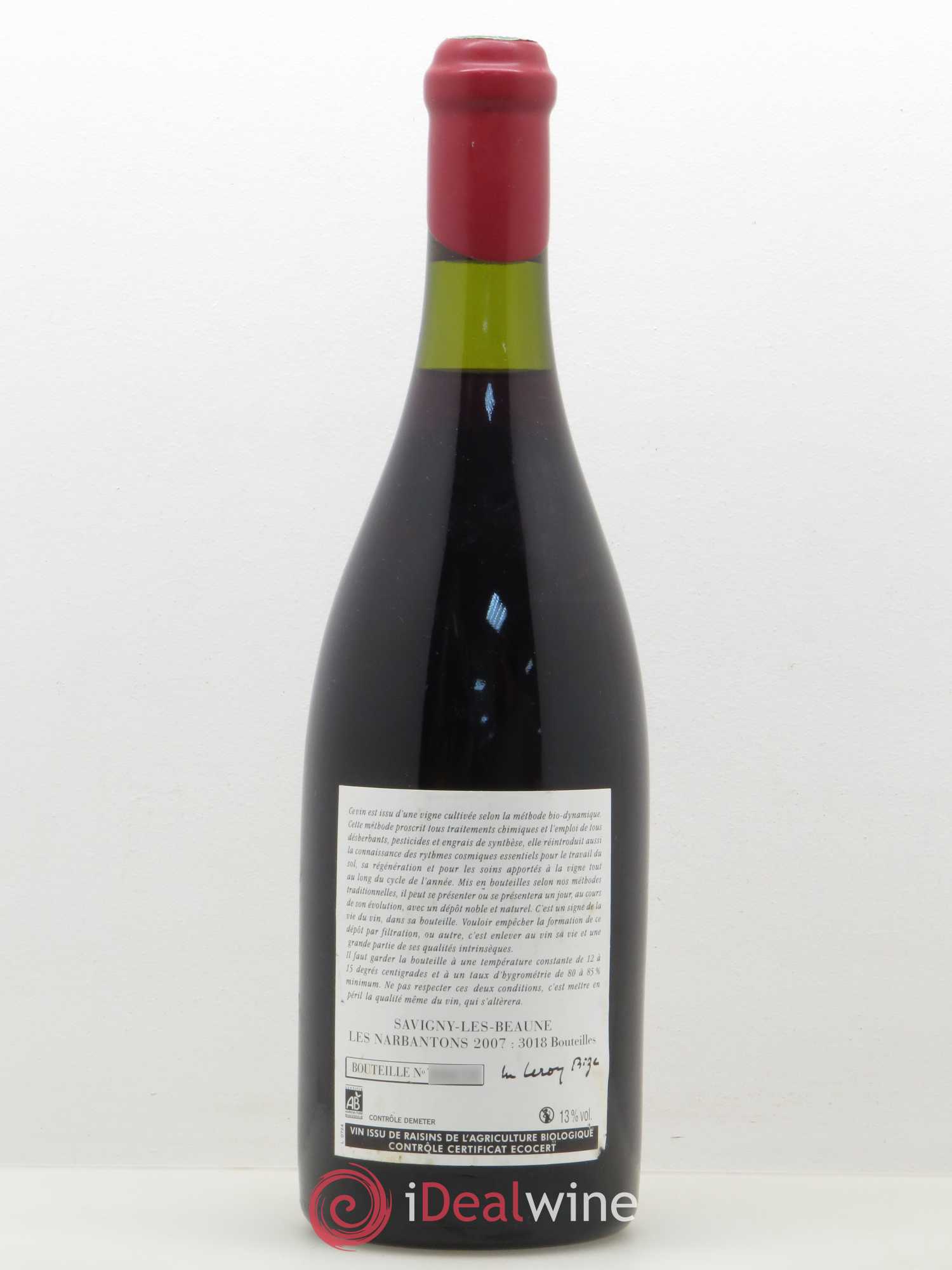 Savigny-lès-Beaune 1er Cru Les Narbantons Leroy (Domaine) 2007 - Lot de 1 bouteille - 1