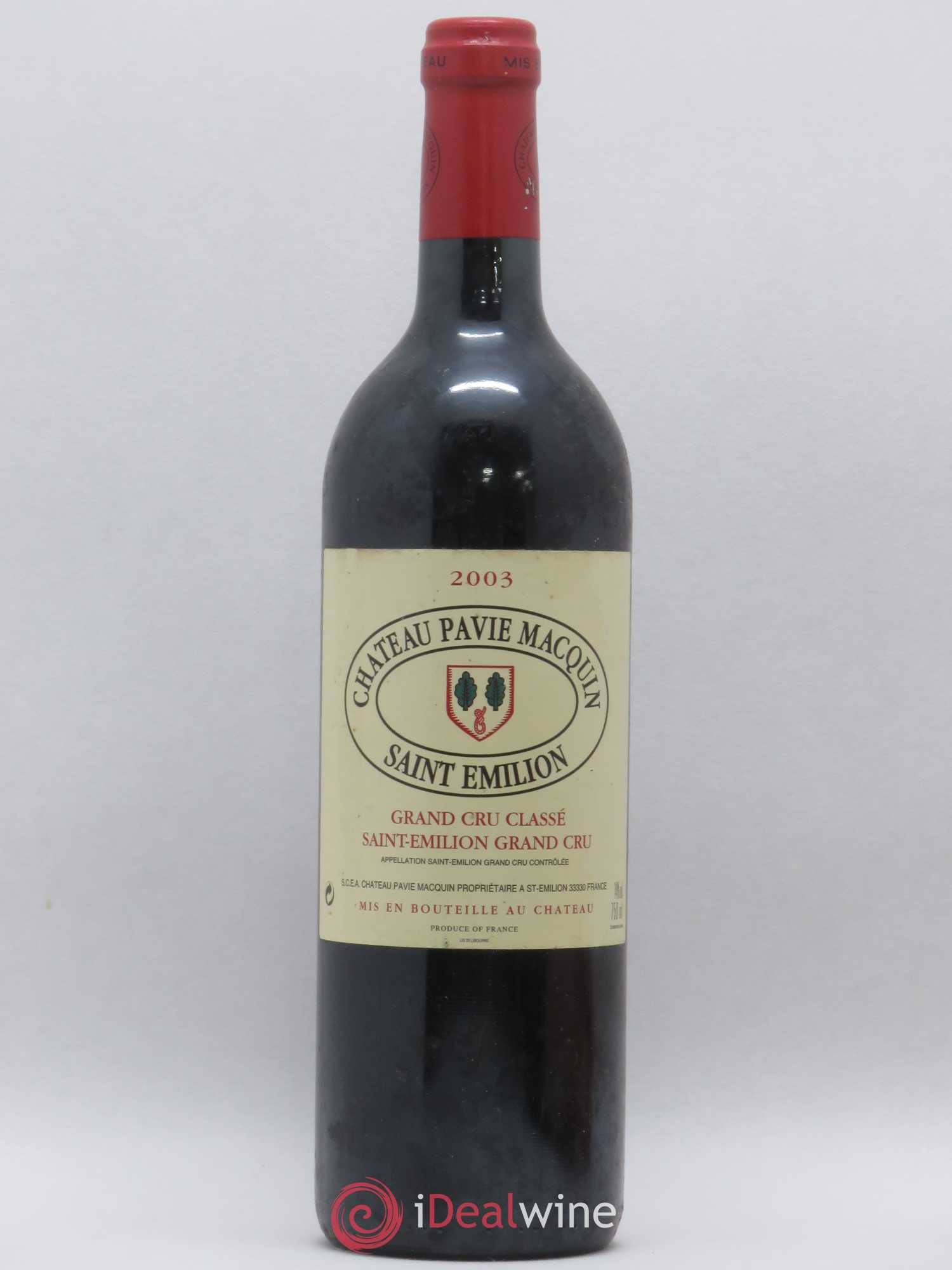 Château Pavie Macquin 1er Grand Cru Classé B 2003 - Lot de 1 bouteille - 0