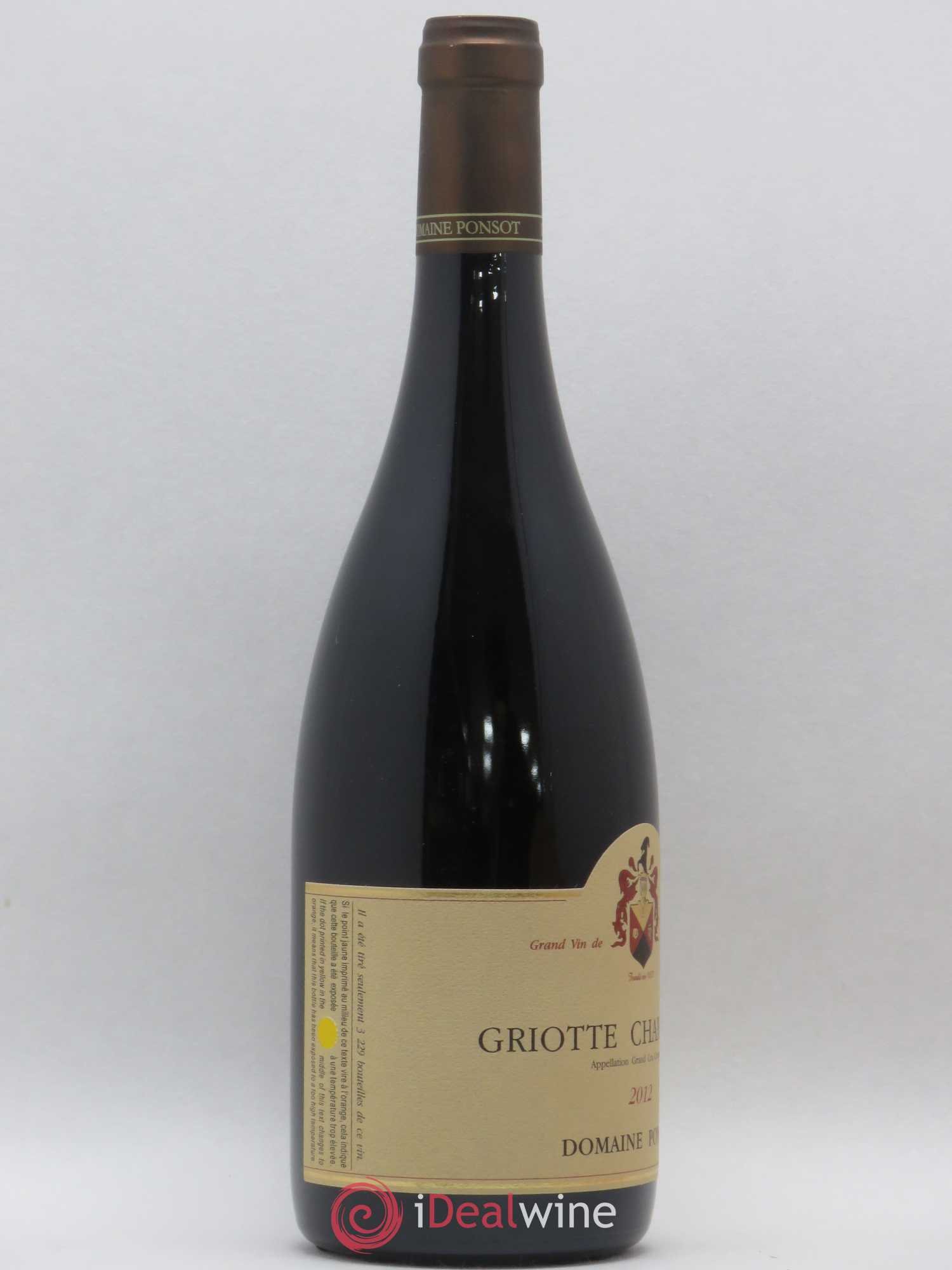Griotte-Chambertin Grand Cru Ponsot (Domaine) 2012 - Lot de 1 bouteille - 1