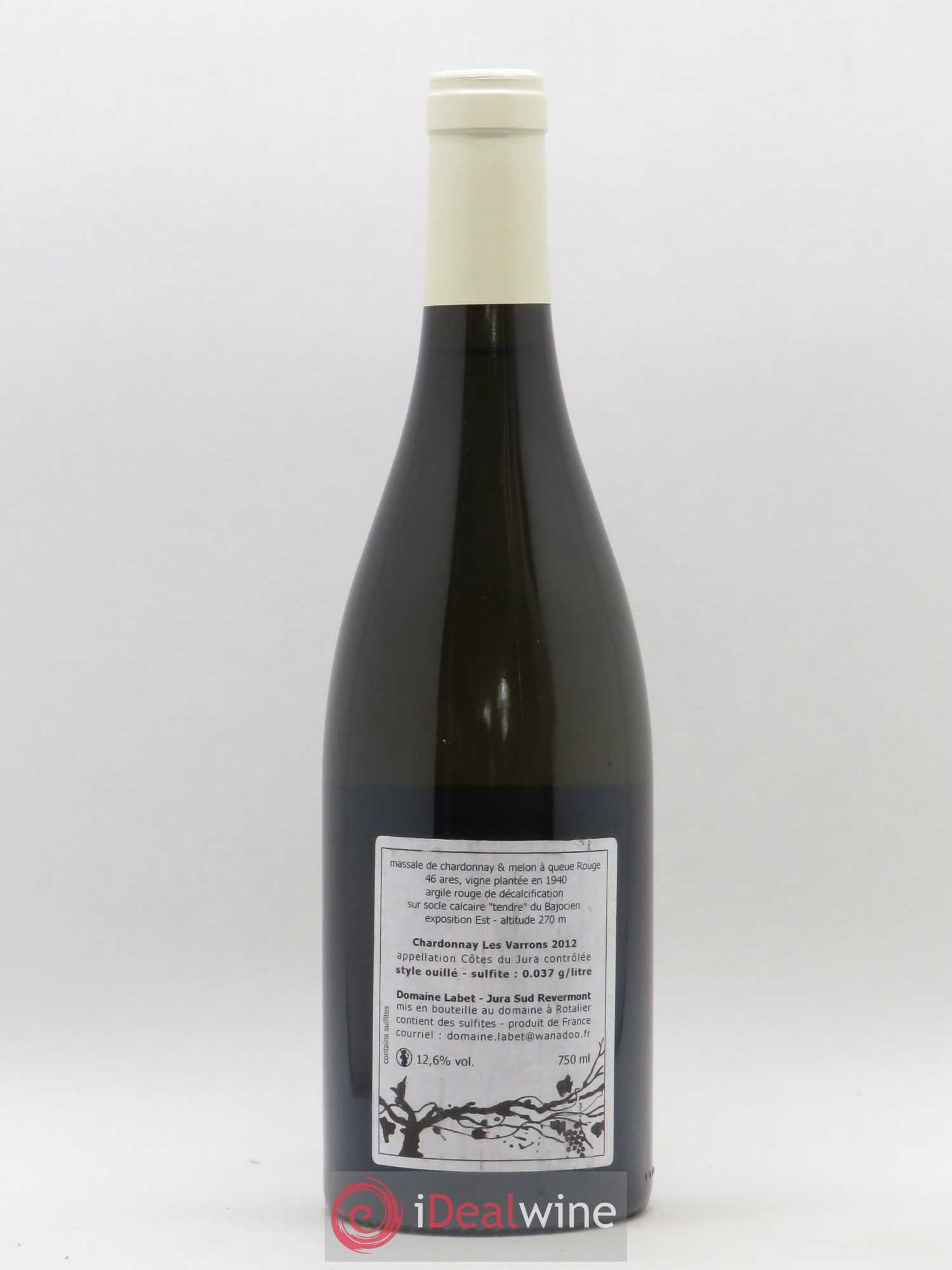 Côtes du Jura Chardonnay Les Varrons Romain - Julien - Charline Labet 2012 - Lot de 1 bouteille - 1