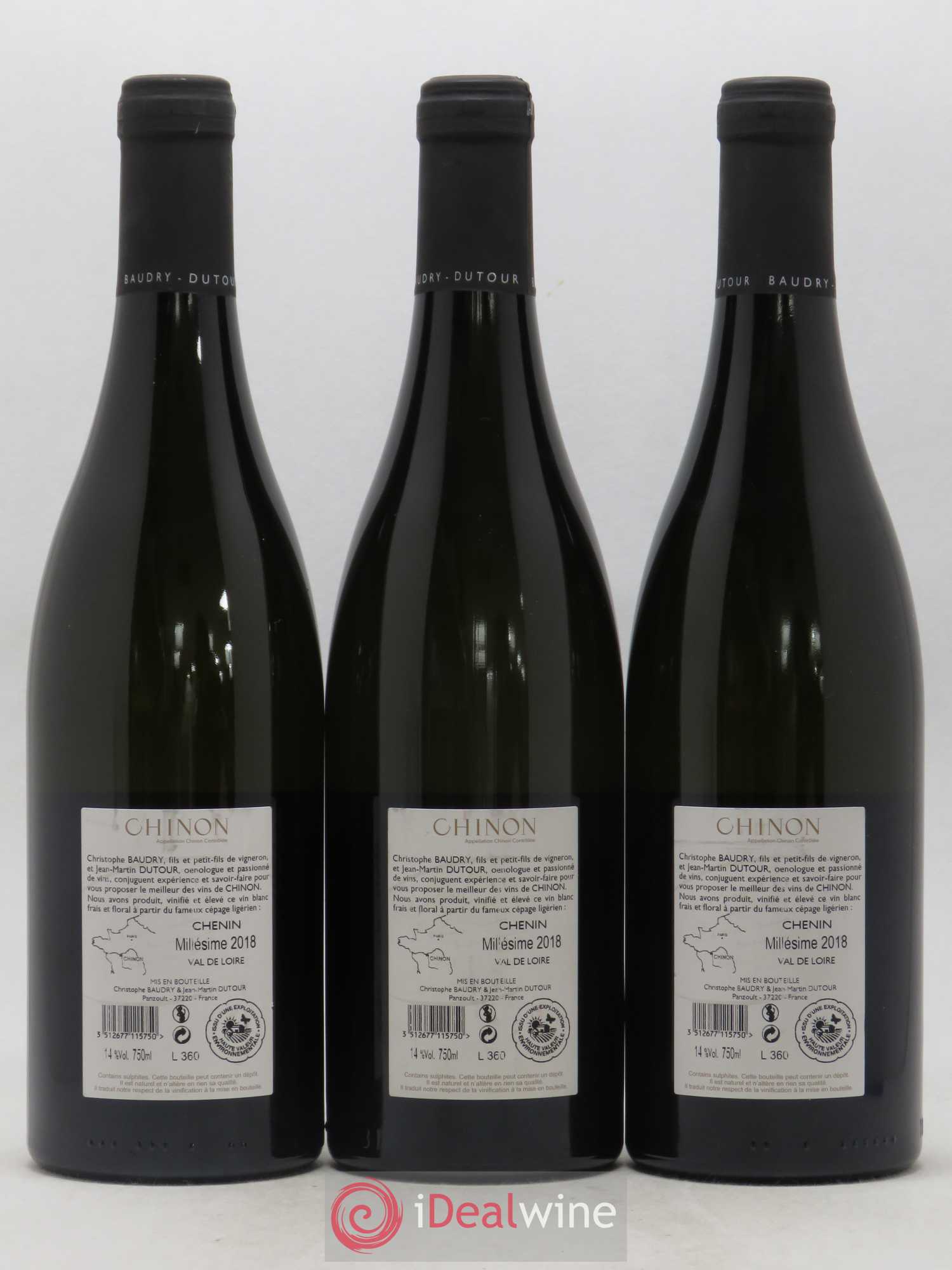 Chinon Trois Coteaux Baudry-Dutour (sans prix de réserve) 2018 - Posten von 3 Flaschen - 1