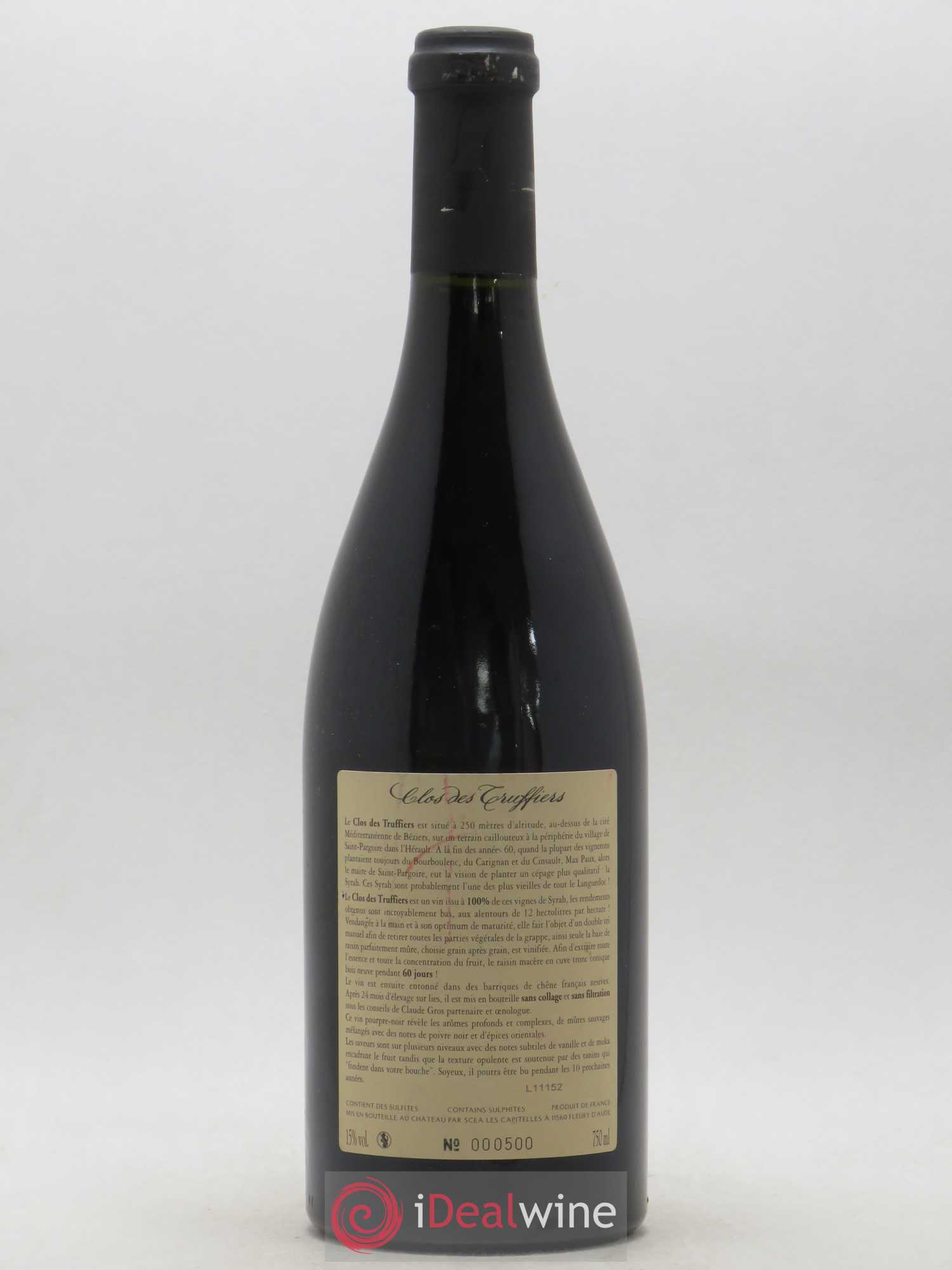 La Clape Château de La Négly Clos des Truffiers Jean Paux-Rosset 2008 - Lot de 1 bouteille - 1
