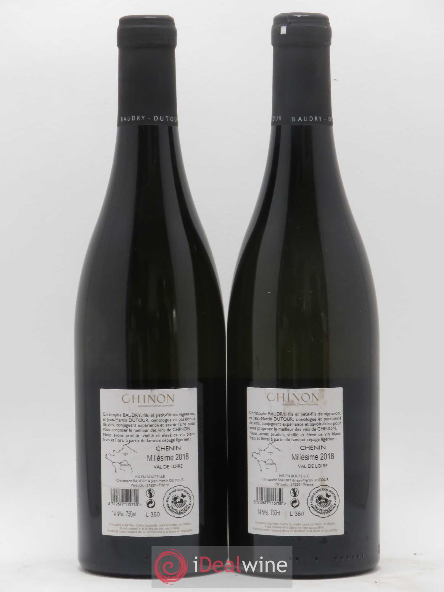 Chinon 3 Coteaux Christophe Baudry (sans prix de réserve) 2018 - Lot de 2 bouteilles - 1