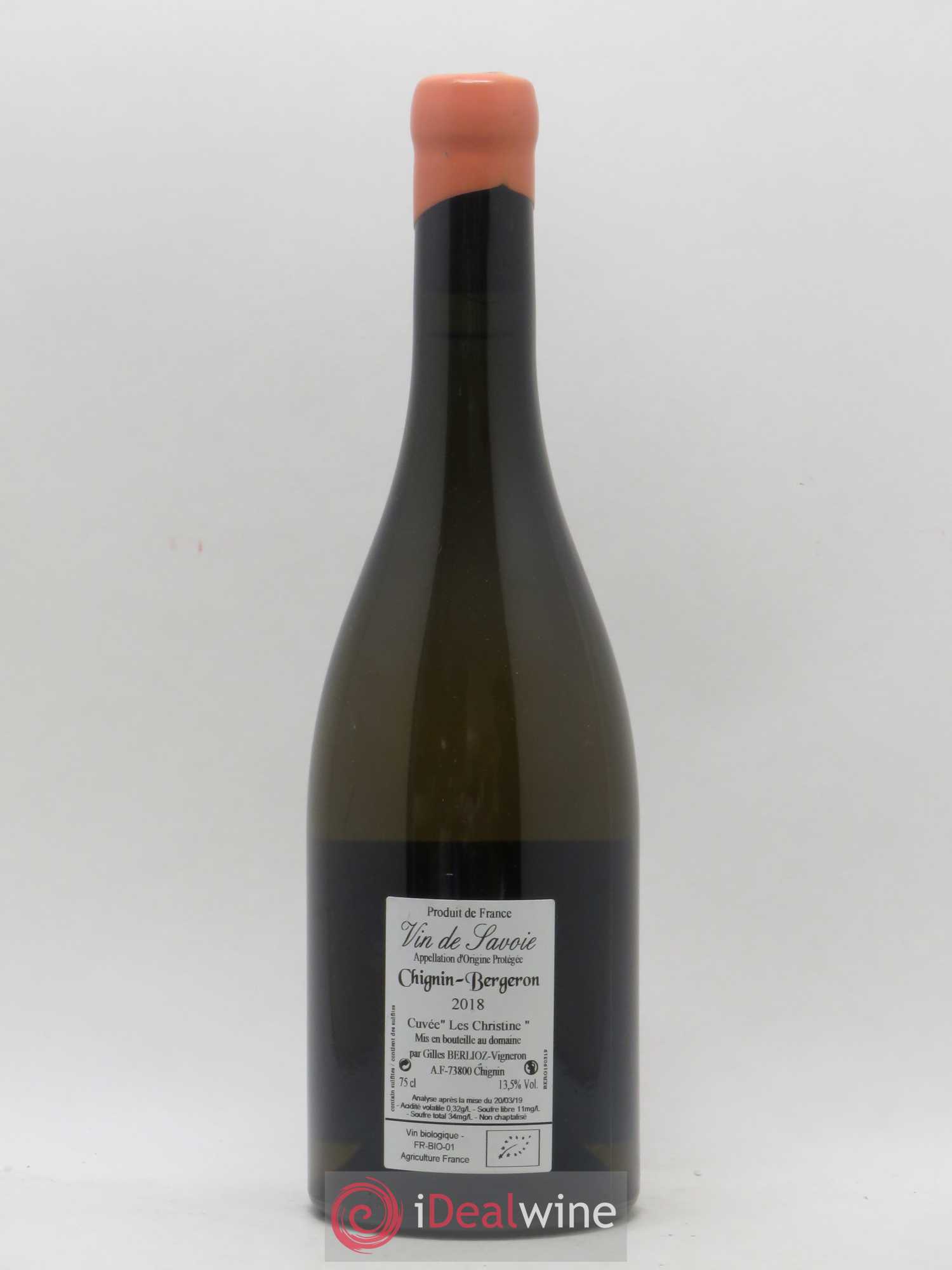 Vin de Savoie Chignin-Bergeron Les Christine Gilles Berlioz 2018 - Lot de 1 bouteille - 1