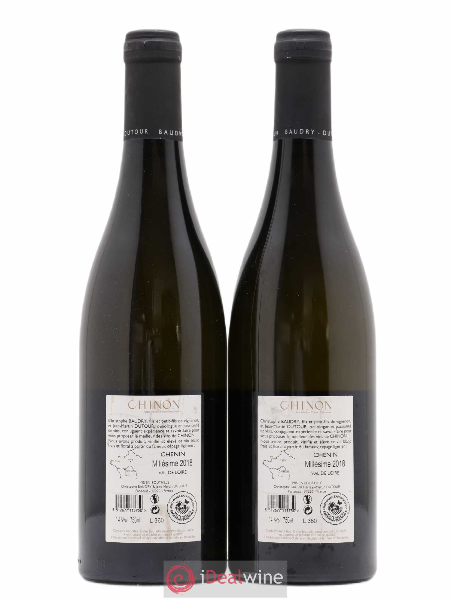 Chinon 3 Coteaux Baudry-Dutour (no reserve) 2018 - Lot of 2 bottles - 1