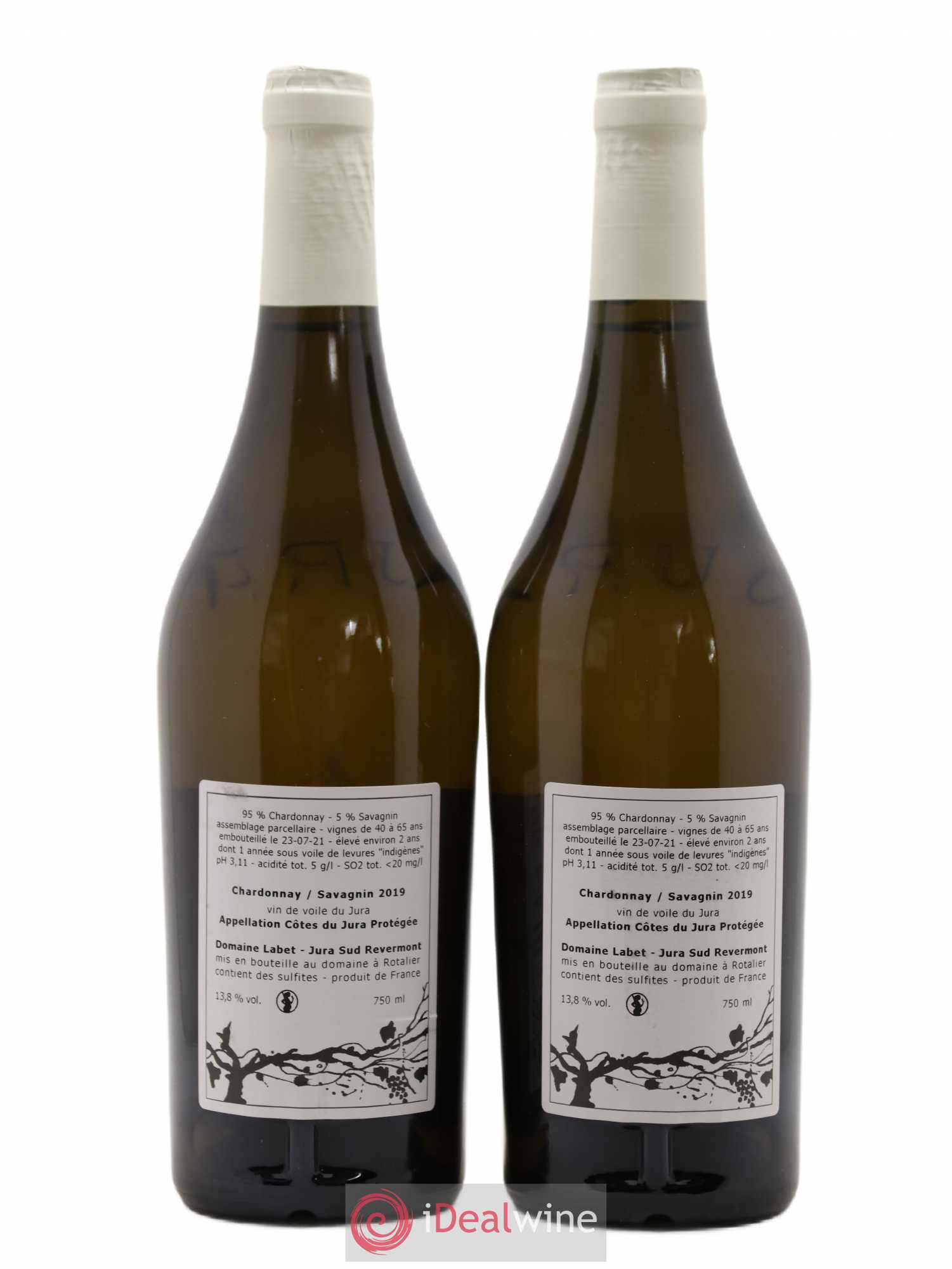 Côtes du Jura Vin de Voile Chardonnay-Savagnin cuvée de garde Romain - Julien - Charline Labet 2019 - Lot de 2 bouteilles - 1