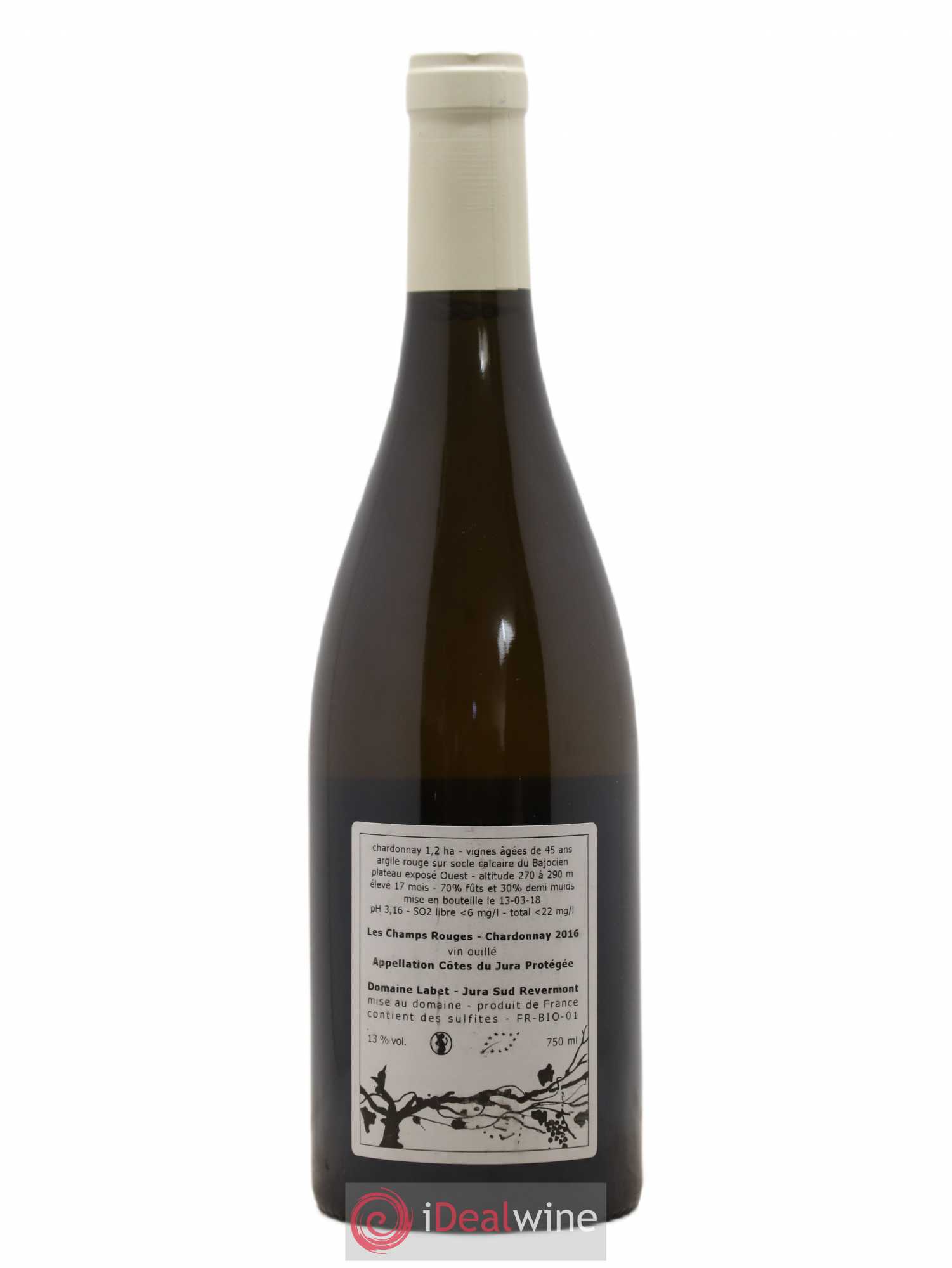 Côtes du Jura Chardonnay Les Champs Rouges Romain - Julien - Charline Labet 2016 - Lot de 1 bouteille - 1