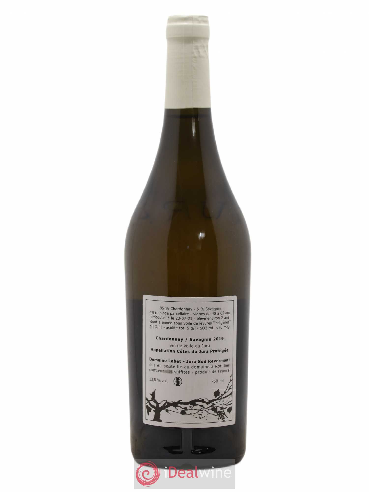 Côtes du Jura Vin de Voile Chardonnay-Savagnin cuvée de garde Romain - Julien - Charline Labet 2019 - Lot de 1 bouteille - 1