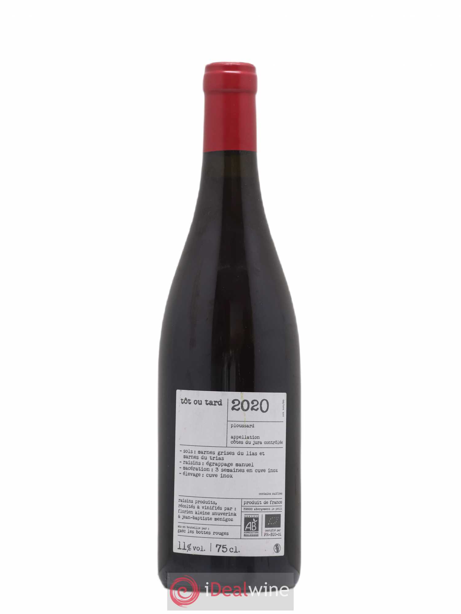 Côtes du Jura Ploussard Tôt ou Tard Les Bottes Rouges 2020 - Lot of 1 bottle - 1