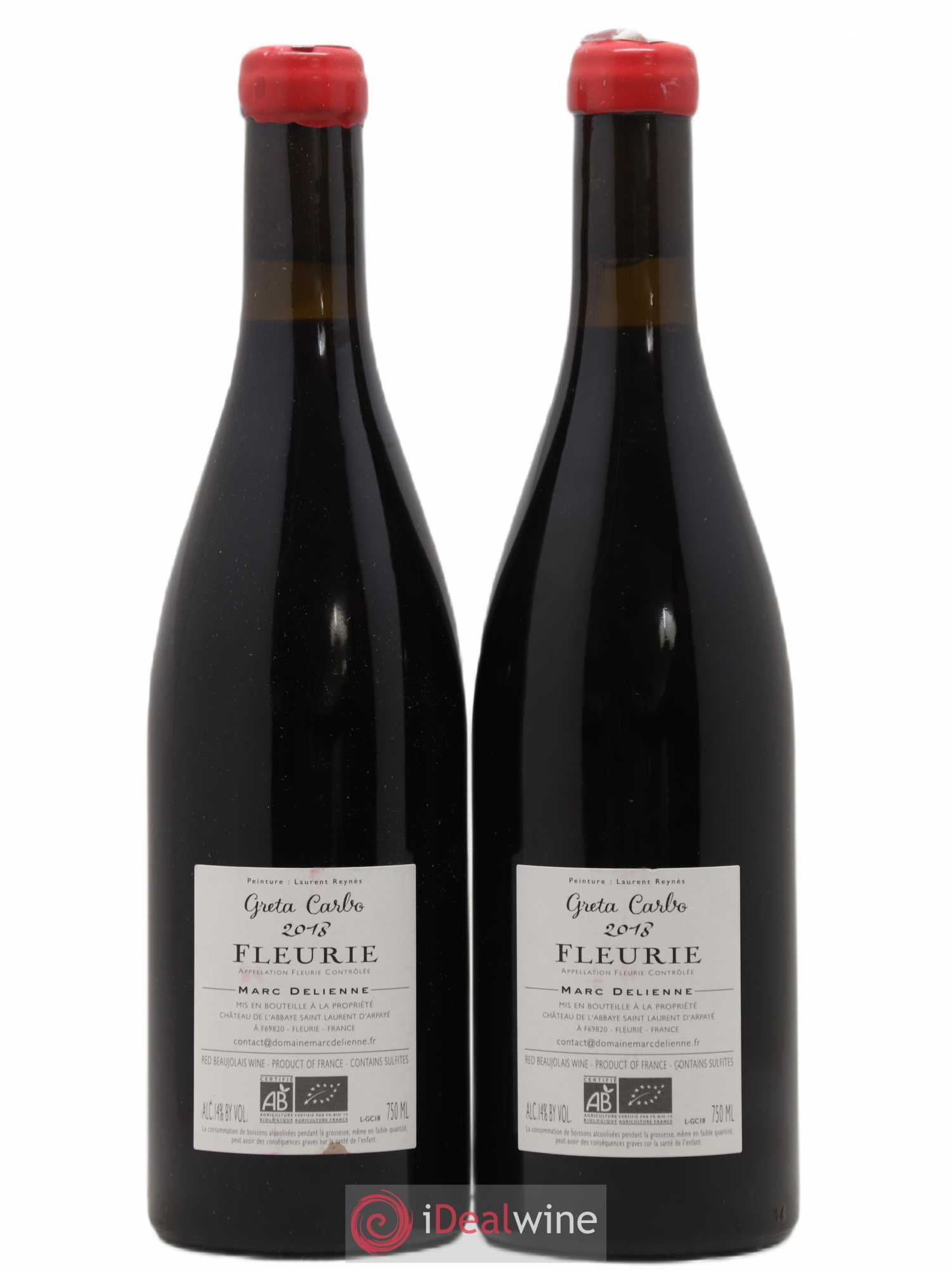 Fleurie Greta Carbo Marc Delienne 2018 - Lot de 2 bouteilles - 1