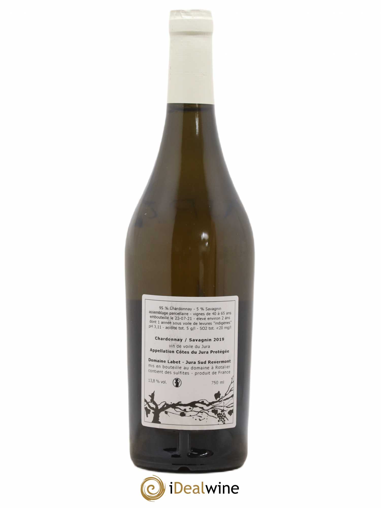 Côtes du Jura Vin de Voile Chardonnay-Savagnin cuvée de garde Romain - Julien - Charline Labet 2019 - Lot de 1 bouteille - 1