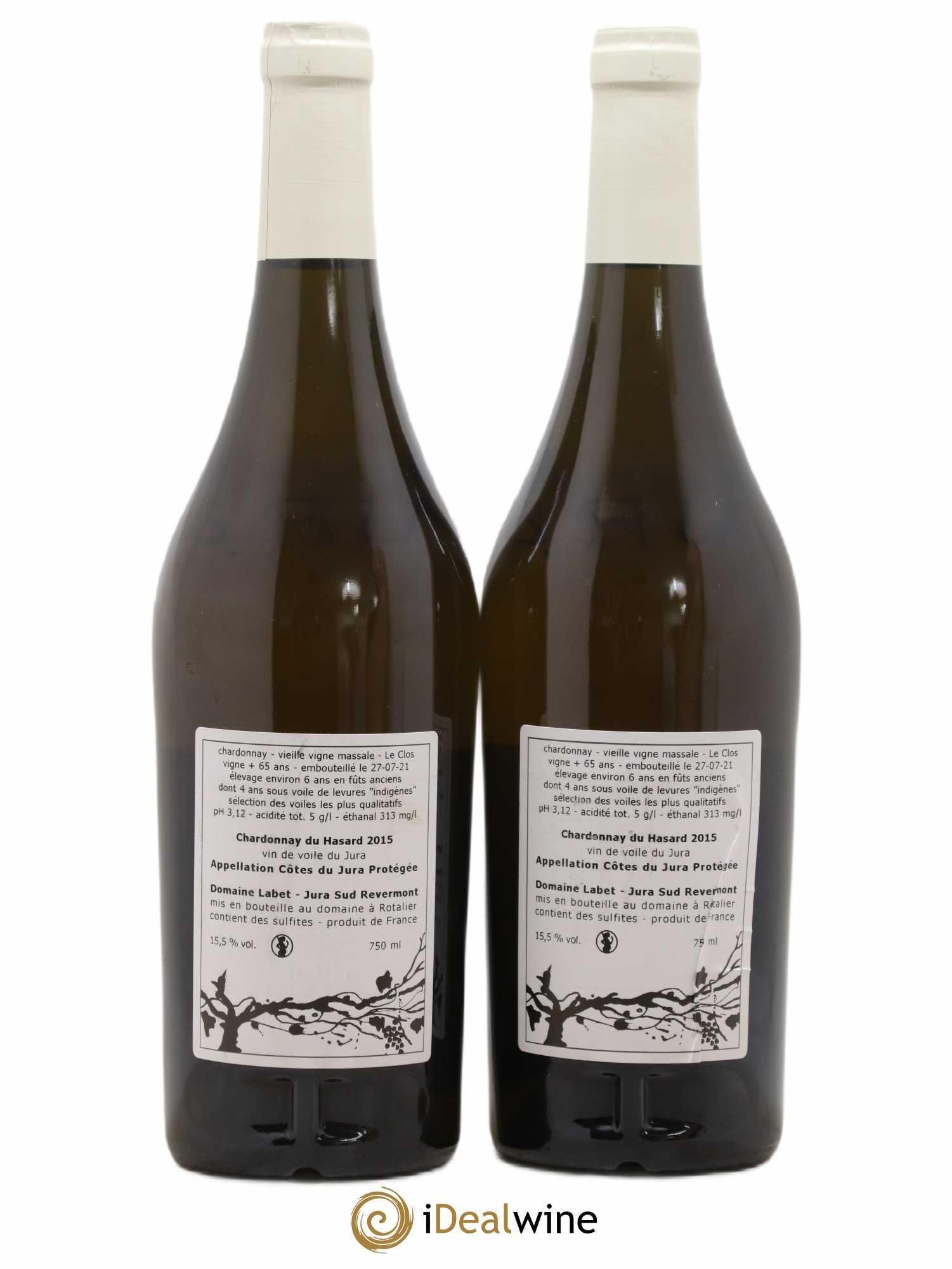 Côtes du Jura Vin de voile Chardonnay du Hasard Romain - Julien - Charline Labet 2015 - Lot de 2 bouteilles - 1
