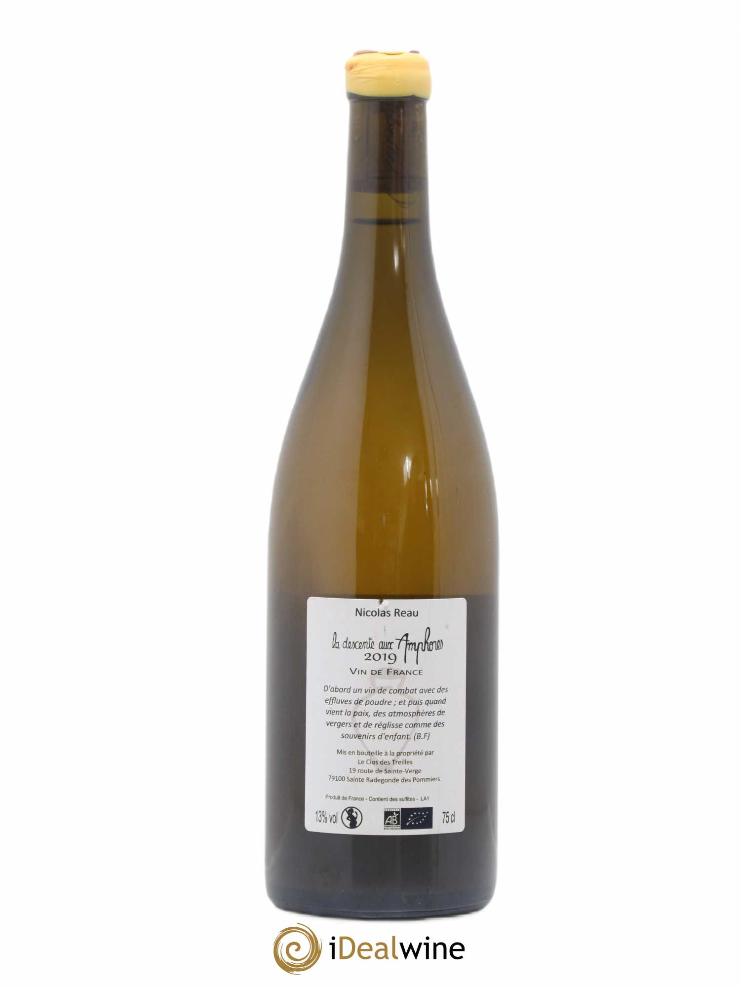 Vin de France Clos des Treilles La descente aux Amphores Nicolas Réau 2019 - Lot de 1 bouteille - 1