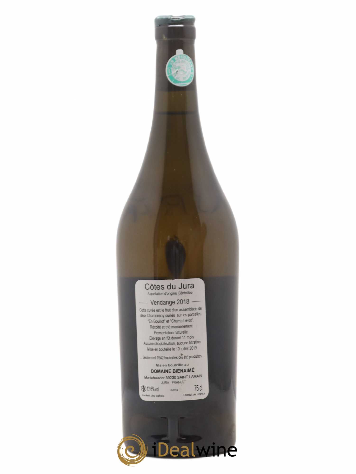 Côtes du Jura Chardonnay Bruno Bienaimé (sans prix de réserve) 2018 - Lot de 1 bouteille - 1