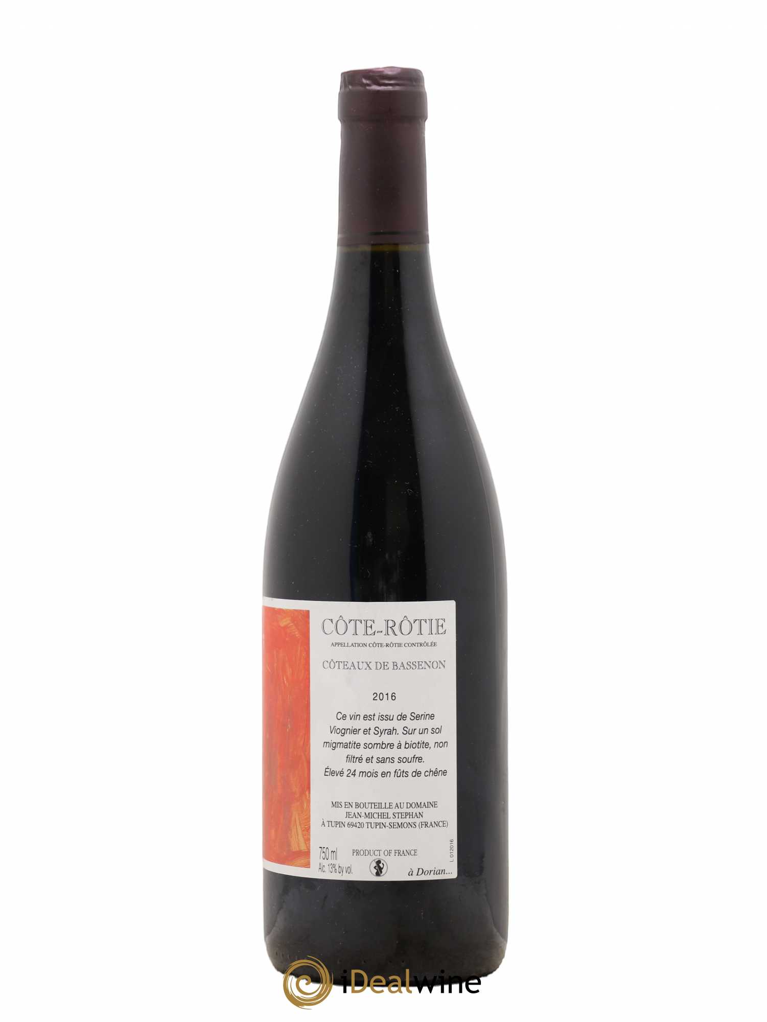 Côte-Rôtie Coteaux de Bassenon Jean-Michel Stephan 2016 - Lot de 1 bouteille - 1