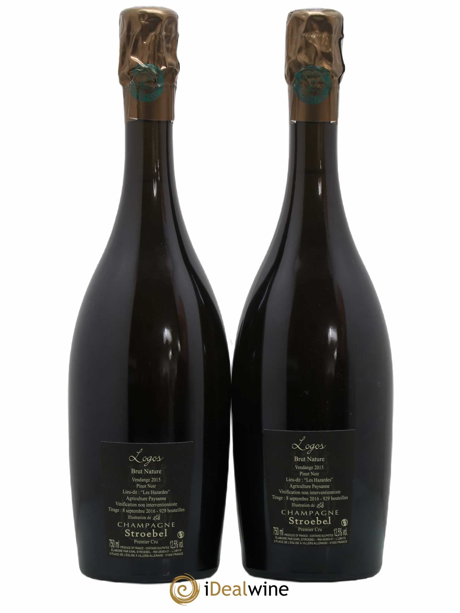 Champagne - Brut nature Les Hazards Domaine Stroebel 2015 - Posten von 2 Flaschen - 1