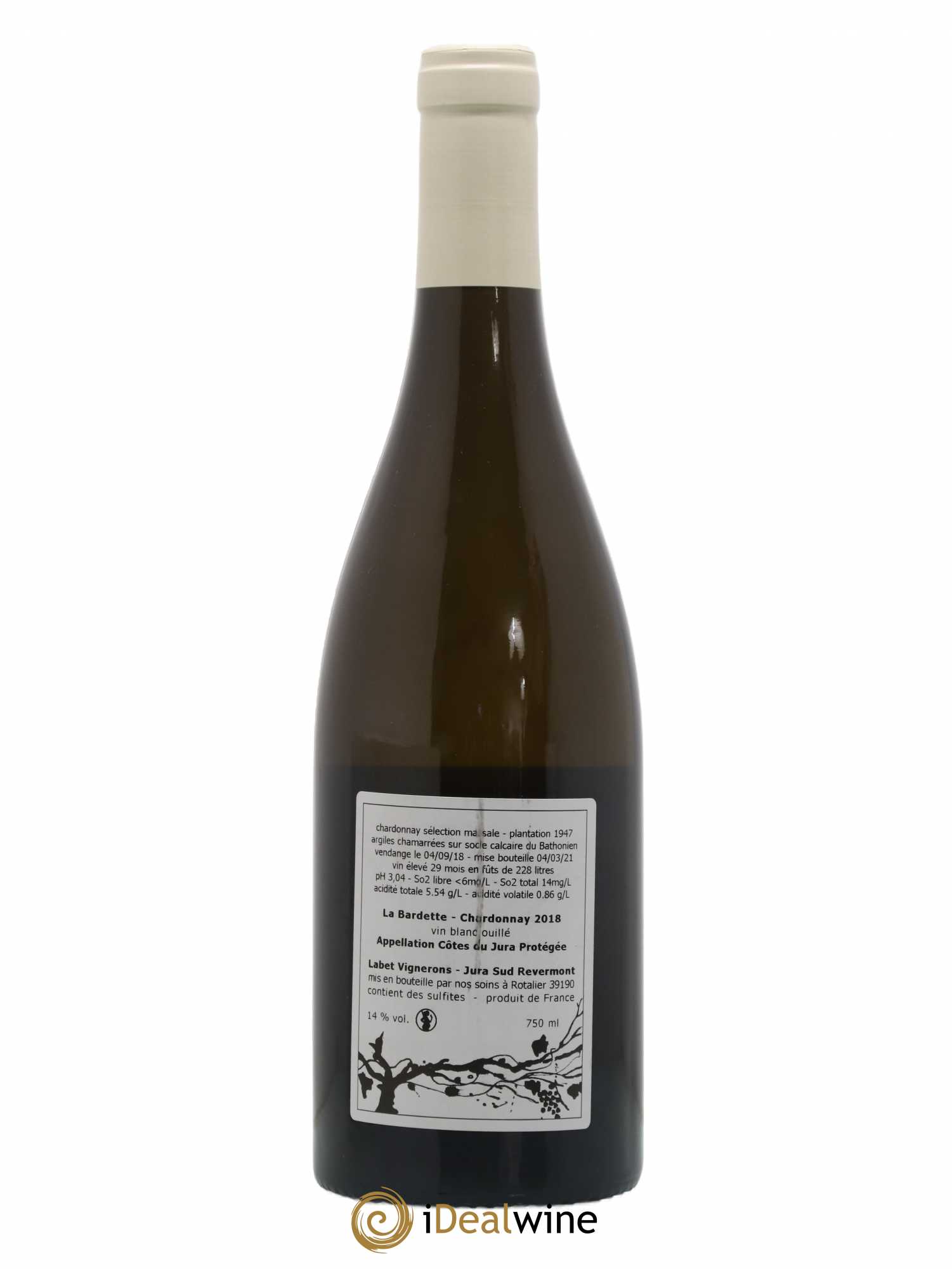 Côtes du Jura Chardonnay La Bardette Romain - Julien - Charline Labet 2018 - Lot de 1 bouteille - 1