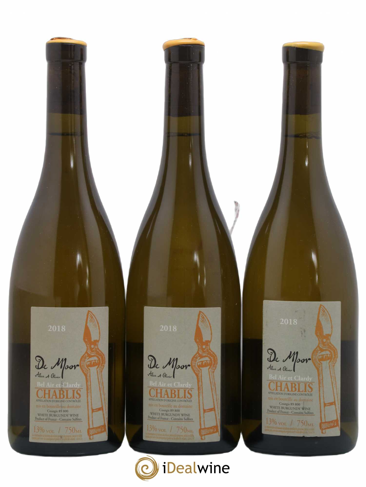 Chablis Bel Air et Clardy Alice et Olivier De Moor 2018 - Lot de 3 bouteilles - 0
