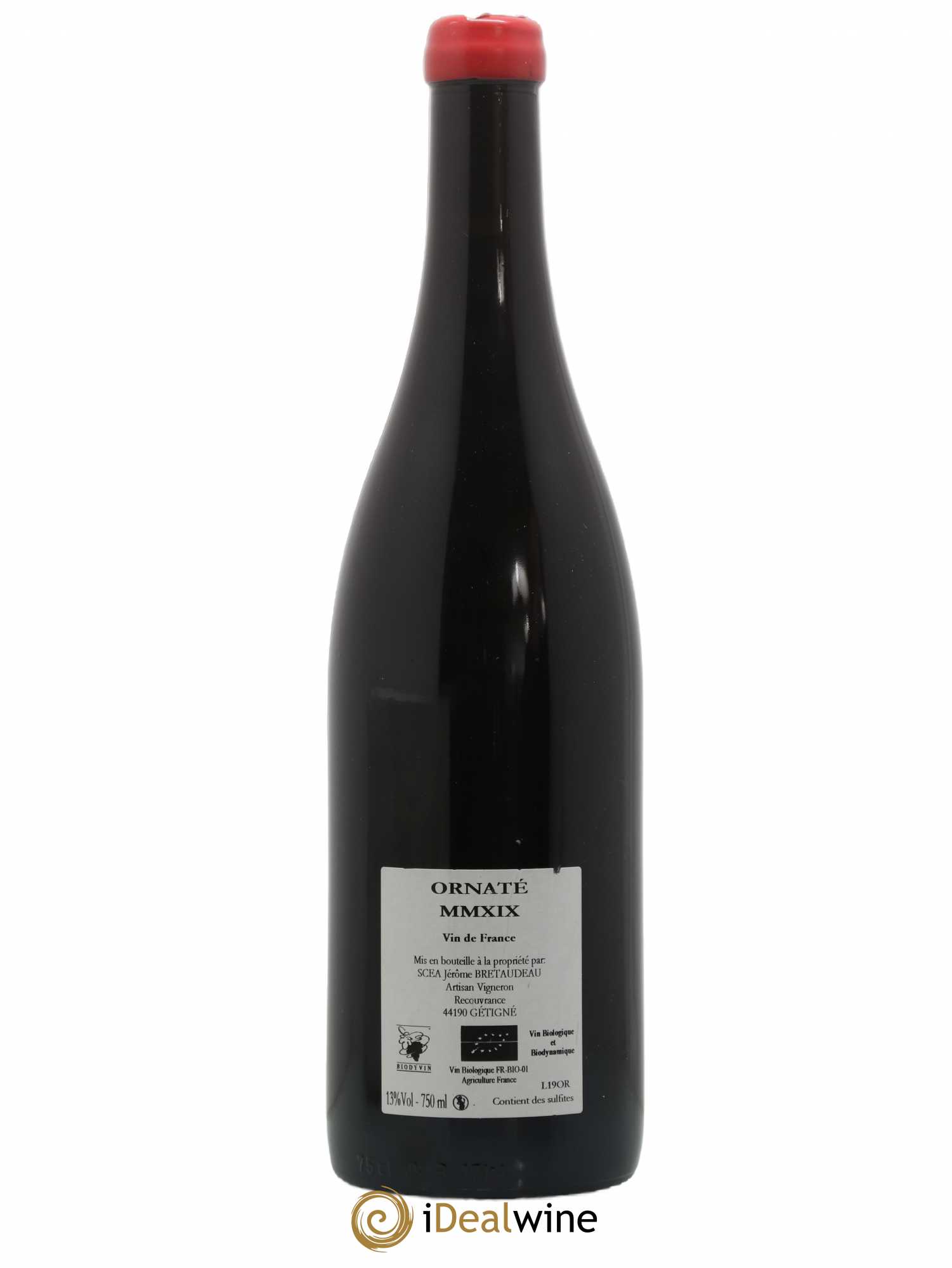 Vin de France Merlot Ornaté Jérôme Bretaudeau - Domaine de Bellevue 2019 - Lot de 1 bouteille - 1