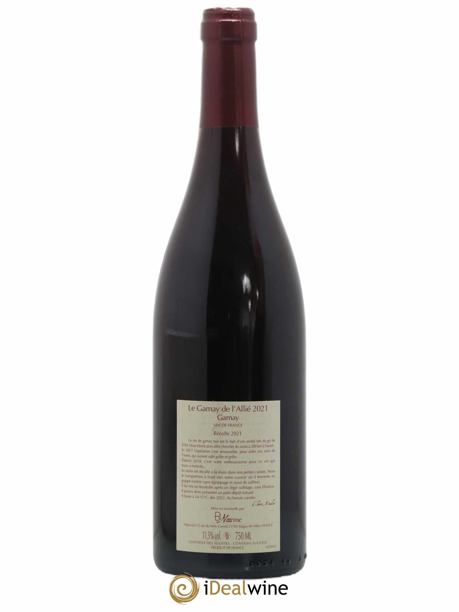 Vin de France Le Gamay de l'Allié Binaume Bizot-Naudin 2021 - Lot de 1 bouteille - 1