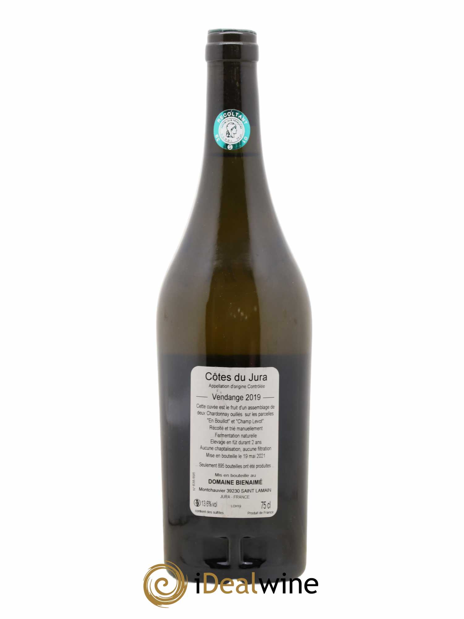 Côtes du Jura Chardonnay Bruno Bienaimé  (no reserve) 2019 - Lot of 1 bottle - 1