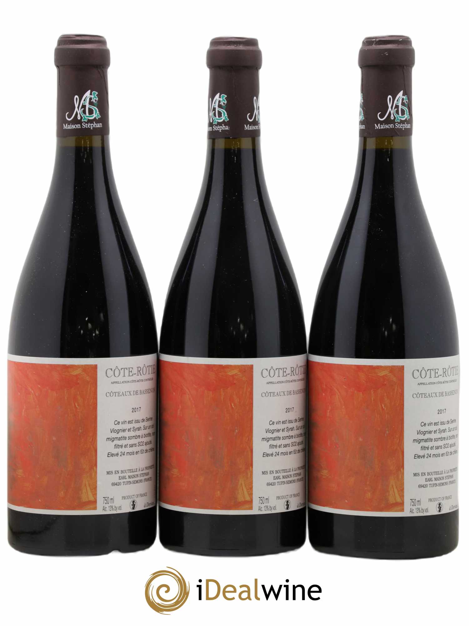 Côte-Rôtie Coteaux de Bassenon Jean-Michel Stephan 2017 - Lot de 3 bouteilles - 0