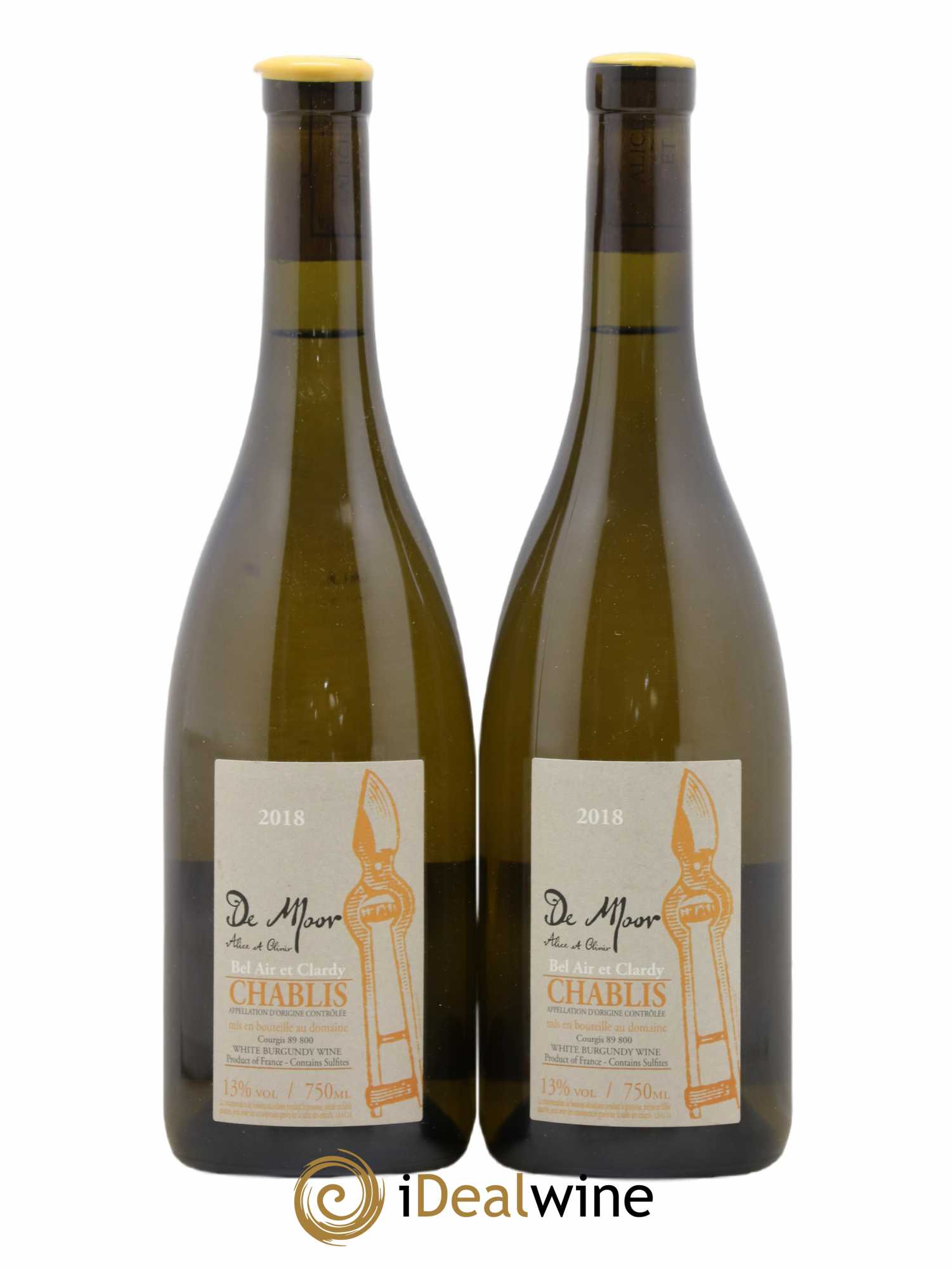 Chablis Bel Air et Clardy Alice et Olivier De Moor 2018 - Lot de 2 bouteilles - 0