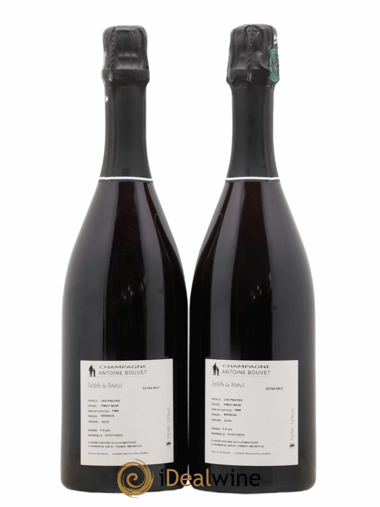 Champagne - Rosé de saignée cuvée Saignée de Bisseuil Domaine Antoine Bouvet 2019 - Lot de 2 bouteilles - 1