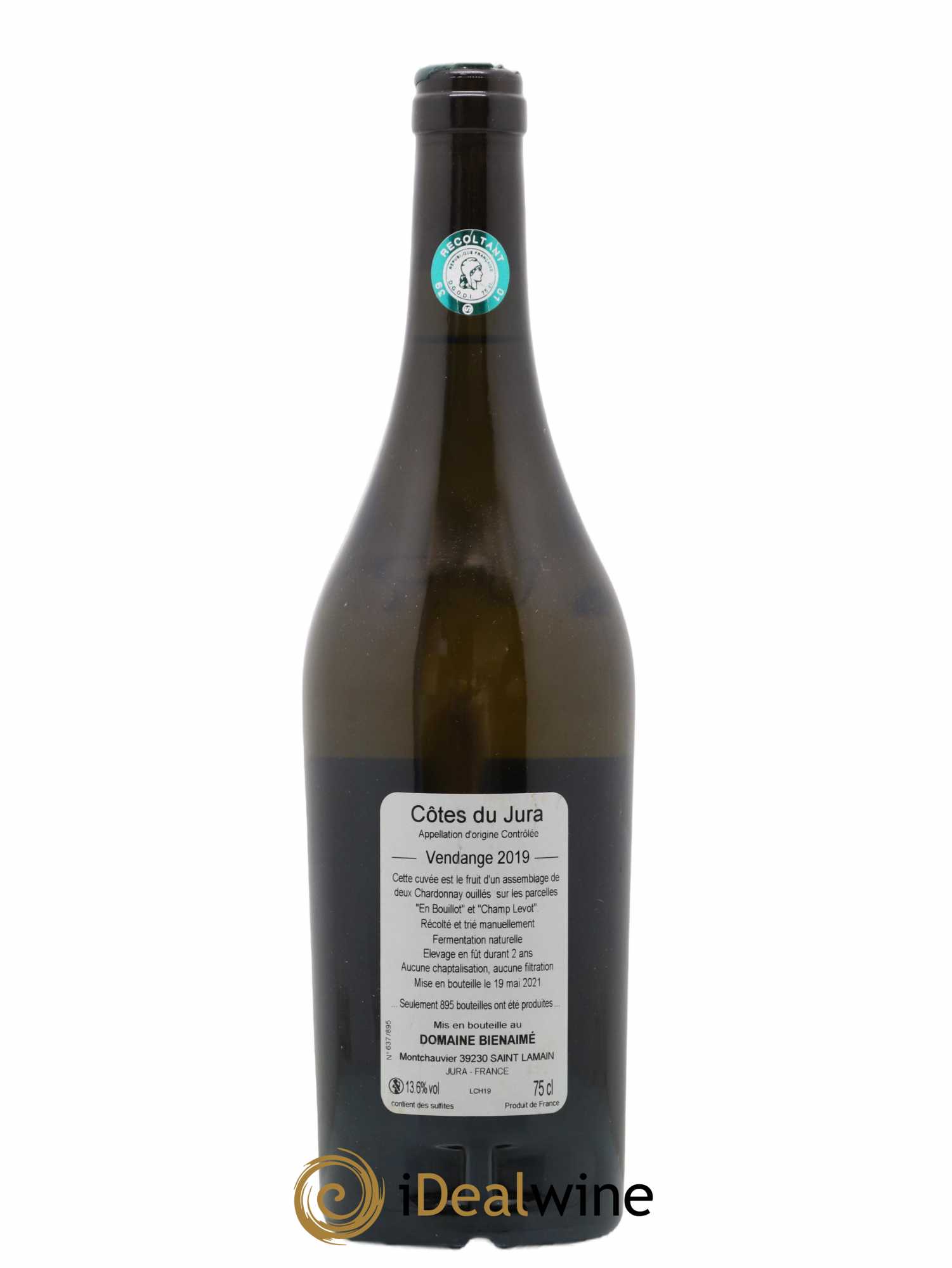 Côtes du Jura Chardonnay Bruno Bienaimé  (sans prix de réserve) 2019 - Lot de 1 bouteille - 1