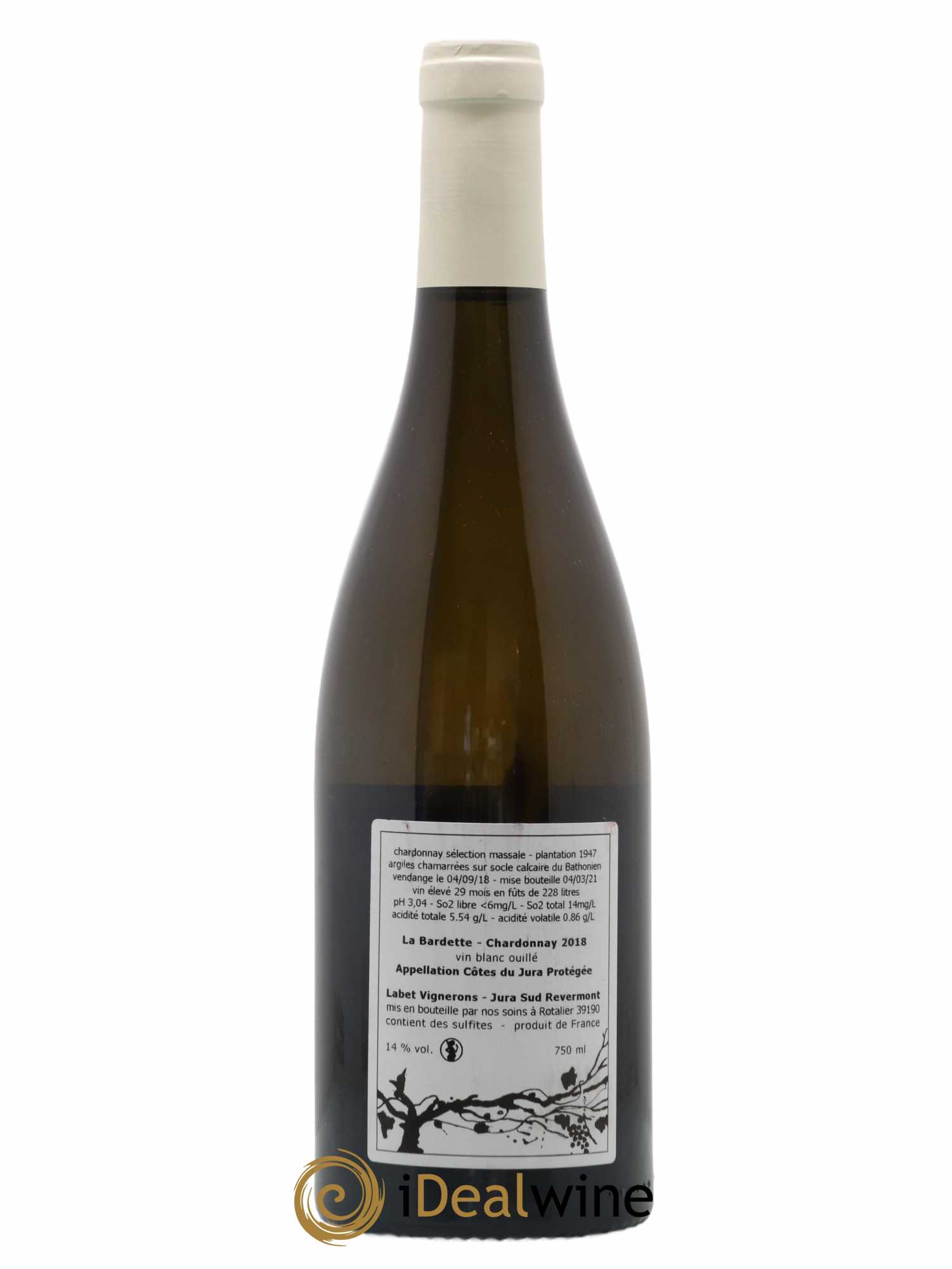 Côtes du Jura Chardonnay La Bardette Romain - Julien - Charline Labet 2018 - Lot de 1 bouteille - 1