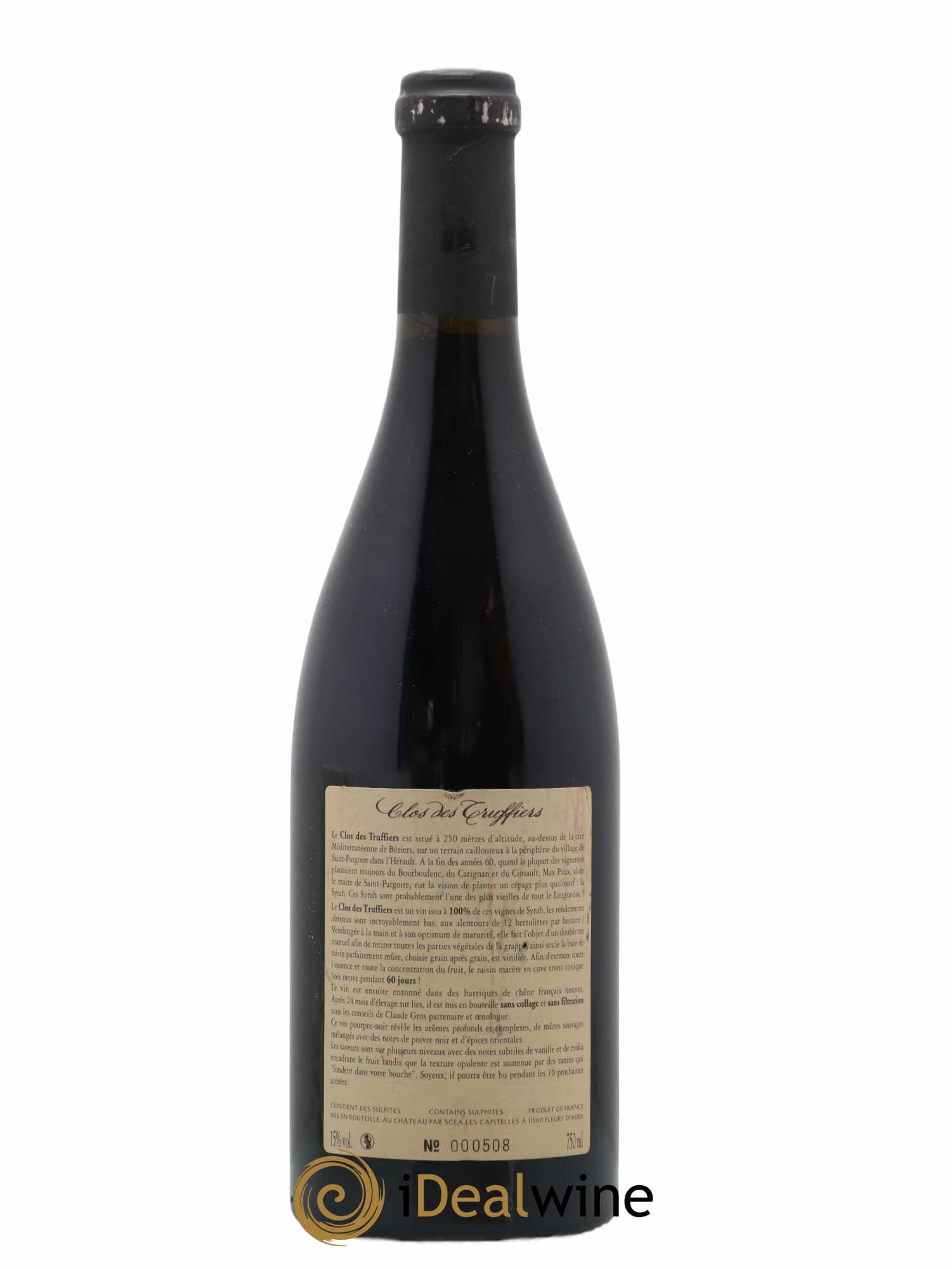 La Clape Château de La Négly Clos des Truffiers Jean Paux-Rosset 2008 - Lot de 1 bouteille - 1