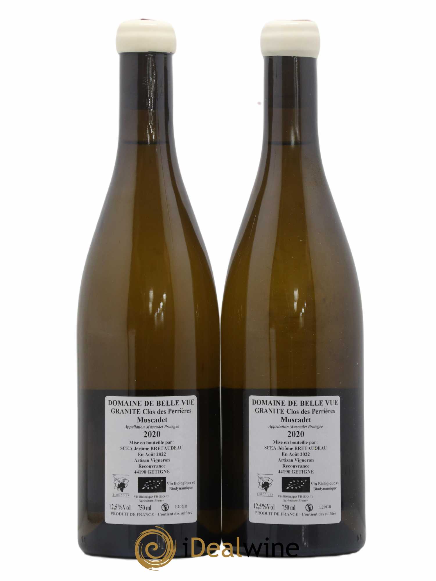 Muscadet-Sèvre-et-Maine Granite Clos des Perrières Jérôme Bretaudeau - Domaine de Bellevue (senza prezzo di riserva) 2020 - Lotto di 2 bottiglie - 1