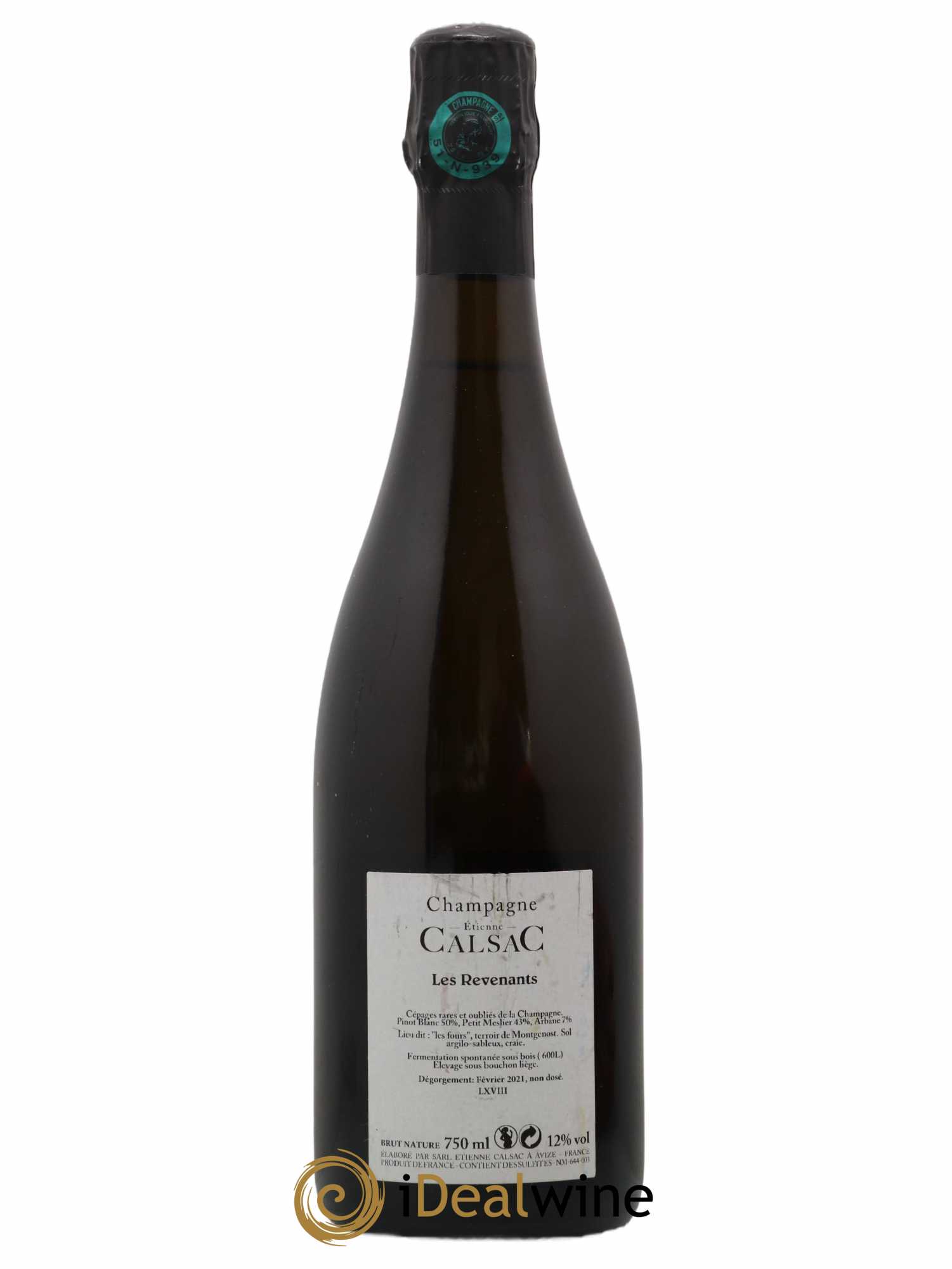 Champagne Etienne Calsac Les Revenants Blanc de Blancs Extra Brut 2018 - Lot de 1 bouteille - 1