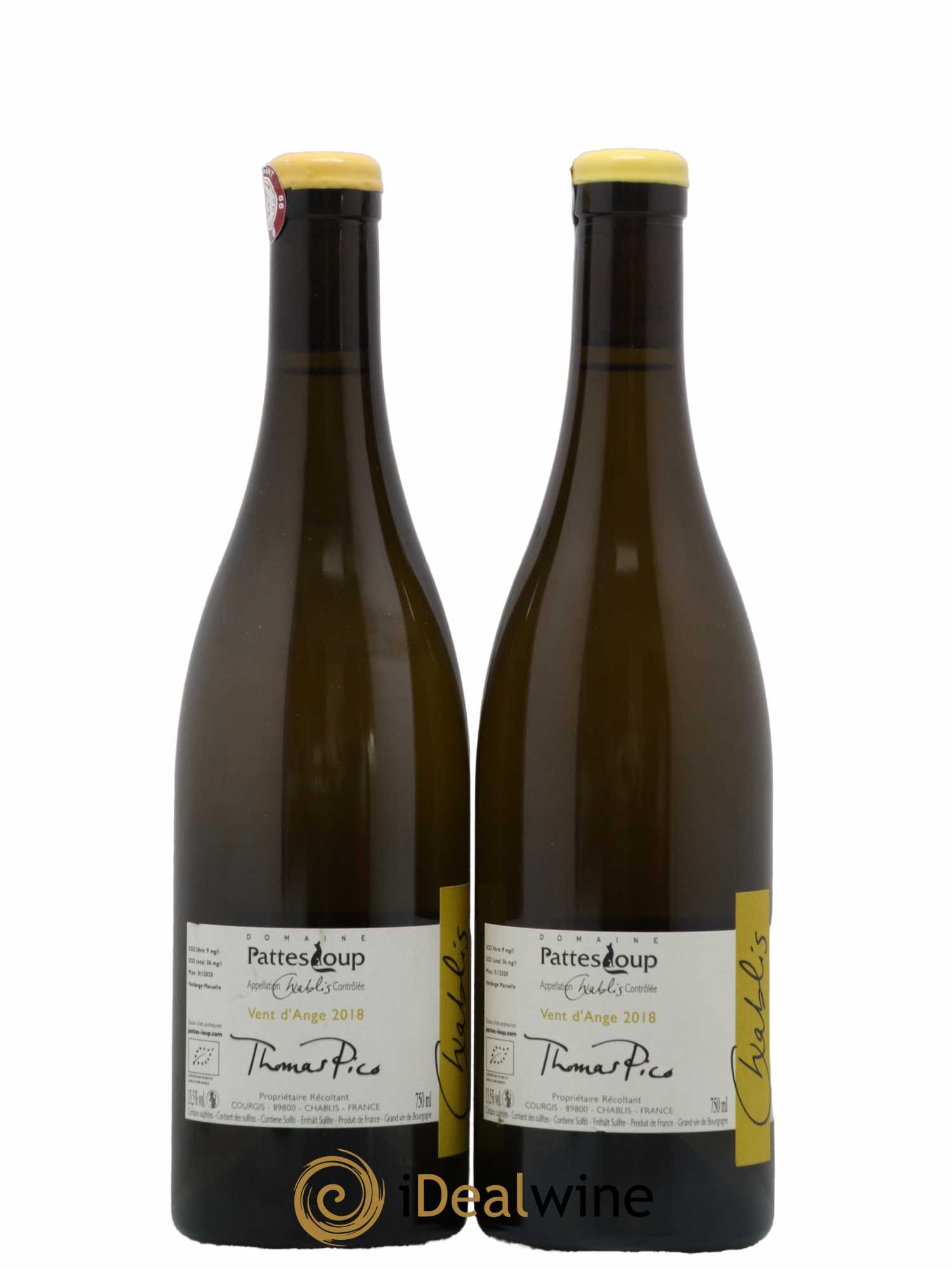 Chablis Vent d'Ange Pattes Loup (Domaine) 2018 - Lot de 2 bouteilles - 1