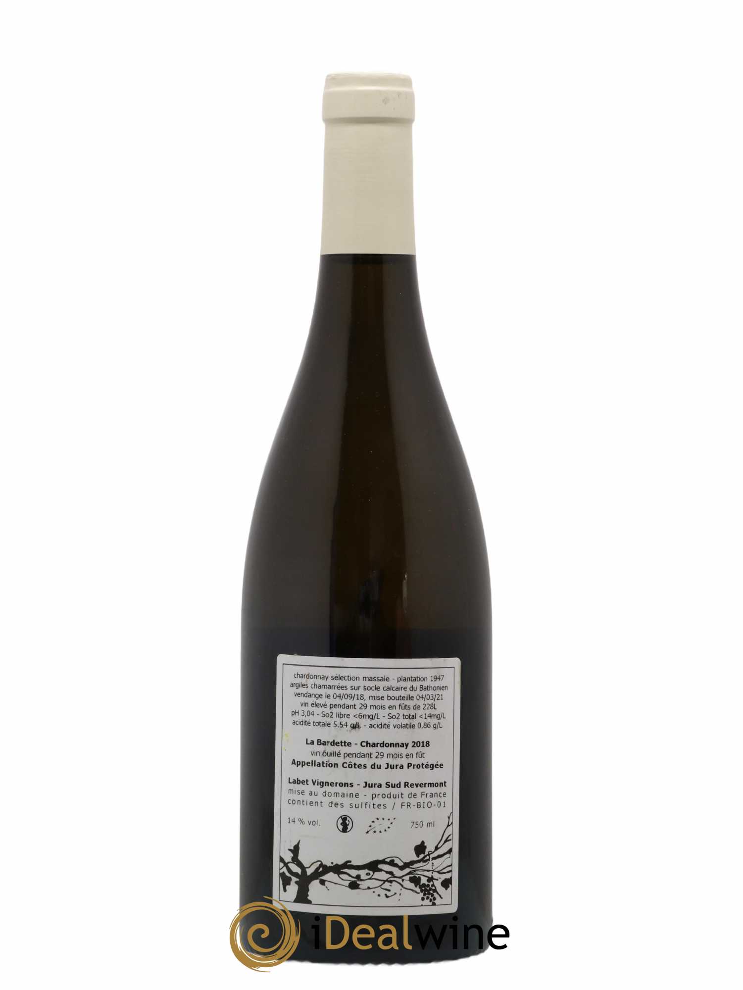 Côtes du Jura Chardonnay La Bardette Romain - Julien - Charline Labet 2018 - Lot de 1 bouteille - 1