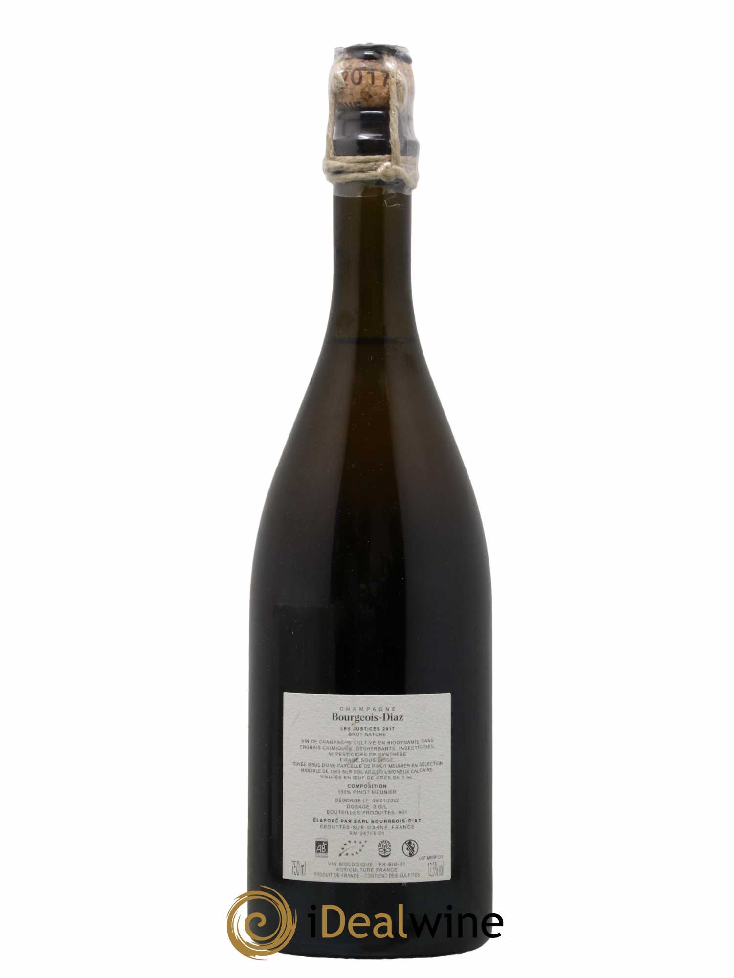 Champagne Brut Nature Les Justices Bourgeois-Diaz 2017 - Posten von 1 Flasche - 1
