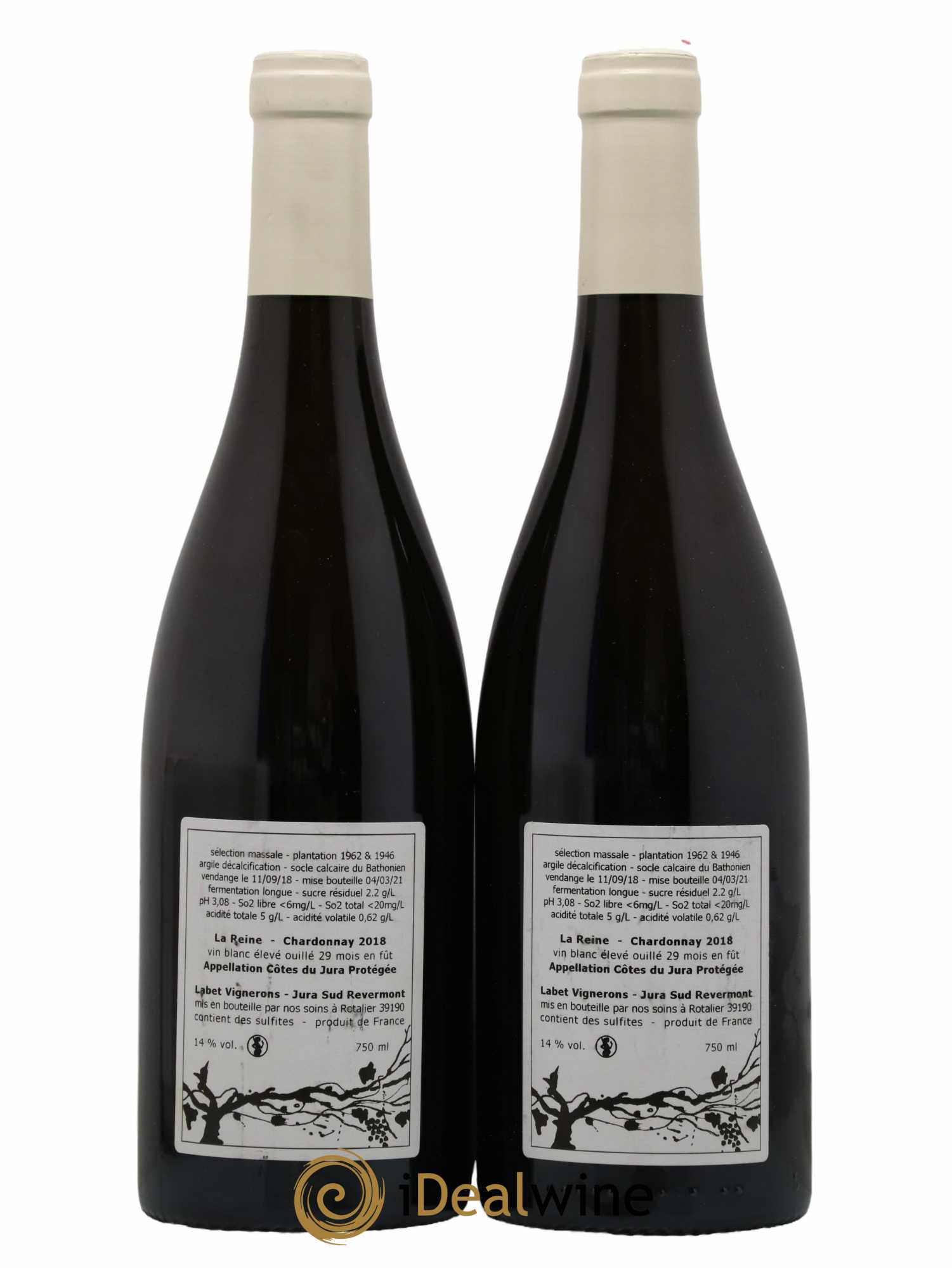 Côtes du Jura Chardonnay La Reine Romain - Julien  - Charline Labet 2018 - Posten von 2 Flaschen - 1