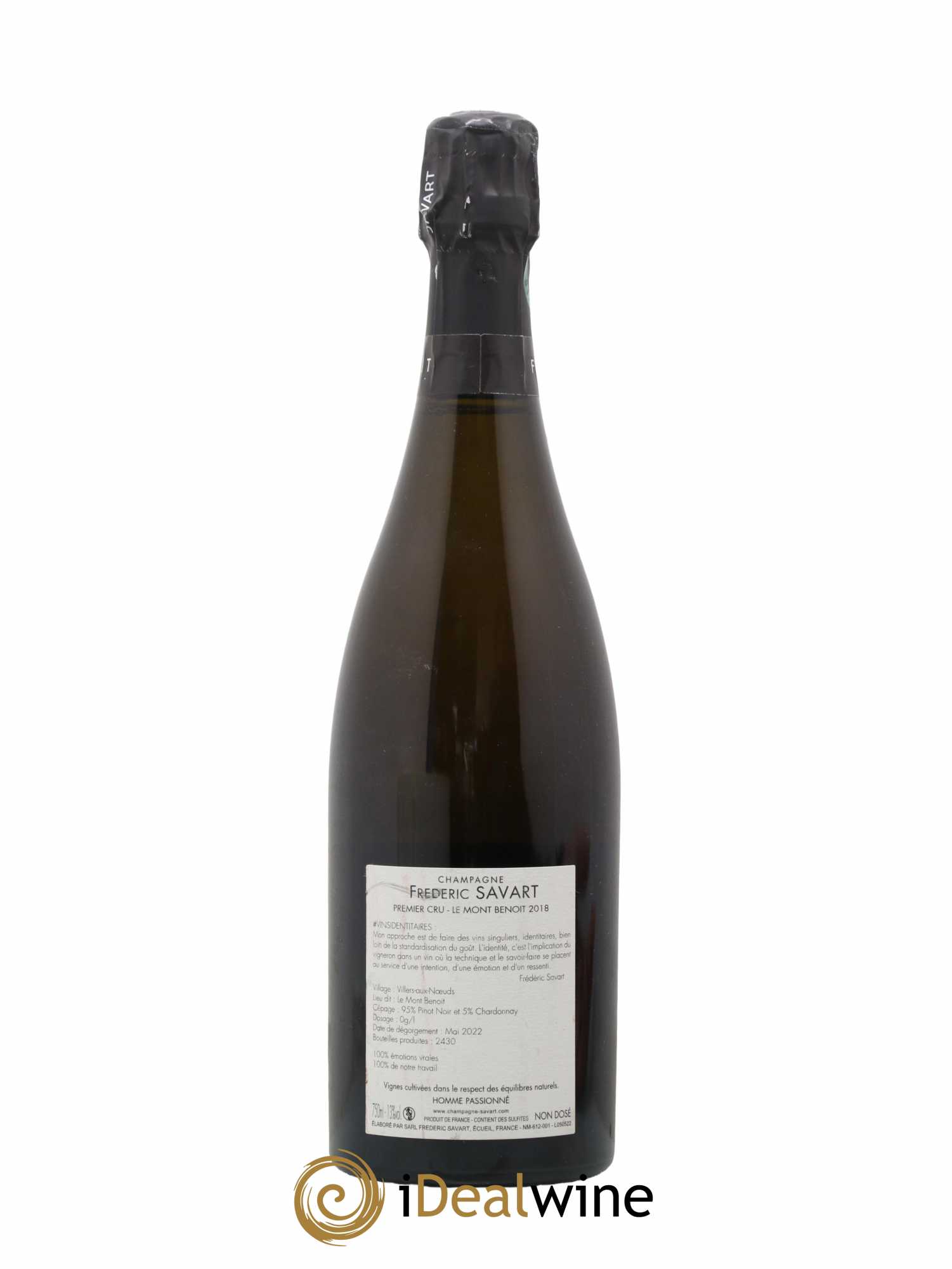 Le Mont Benoit 1er Cru Extra-Brut Vieille Vigne Savart Le Mont Benoit Vieilles Vignes Premier cru non dosé Savart 2018 - Lot de 1 bouteille - 1