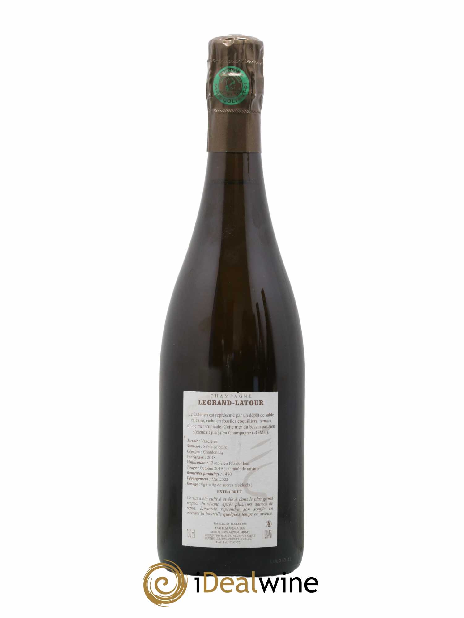 Champagne Extra Brut Lutétien Legrand Latour 2018 - Lot de 1 bouteille - 1