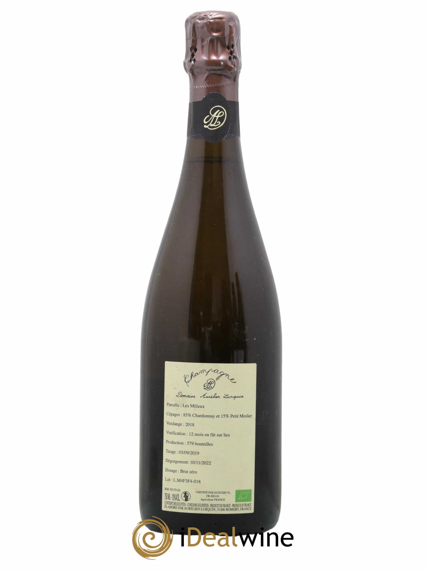 Champagne Les Milieux  Aurélien Lurquin 2018 - Lot de 1 bouteille - 1