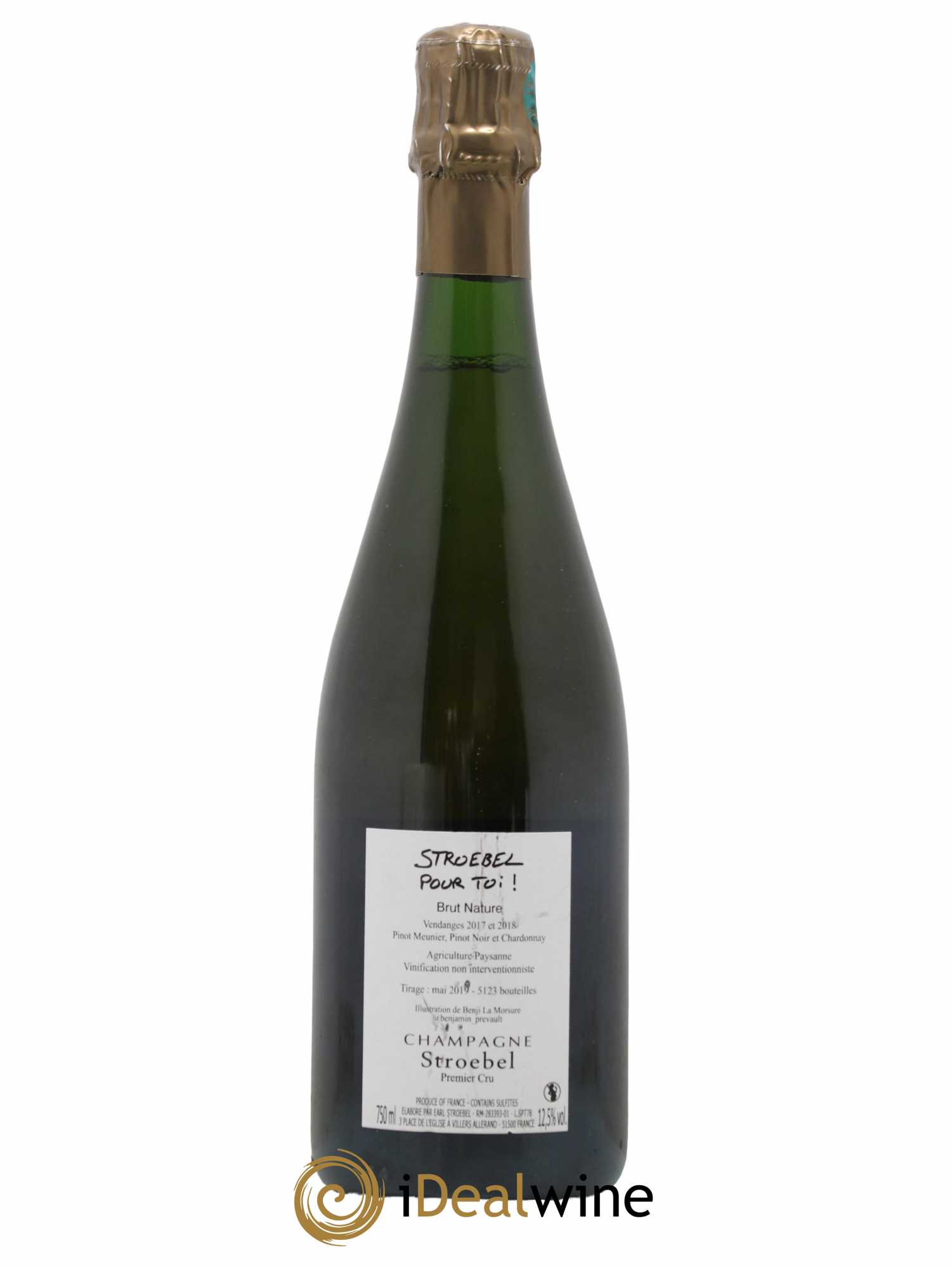 Champagne Premier Cru Pour toi Brut Nature Stroebel - Lot de 1 bouteille - 1