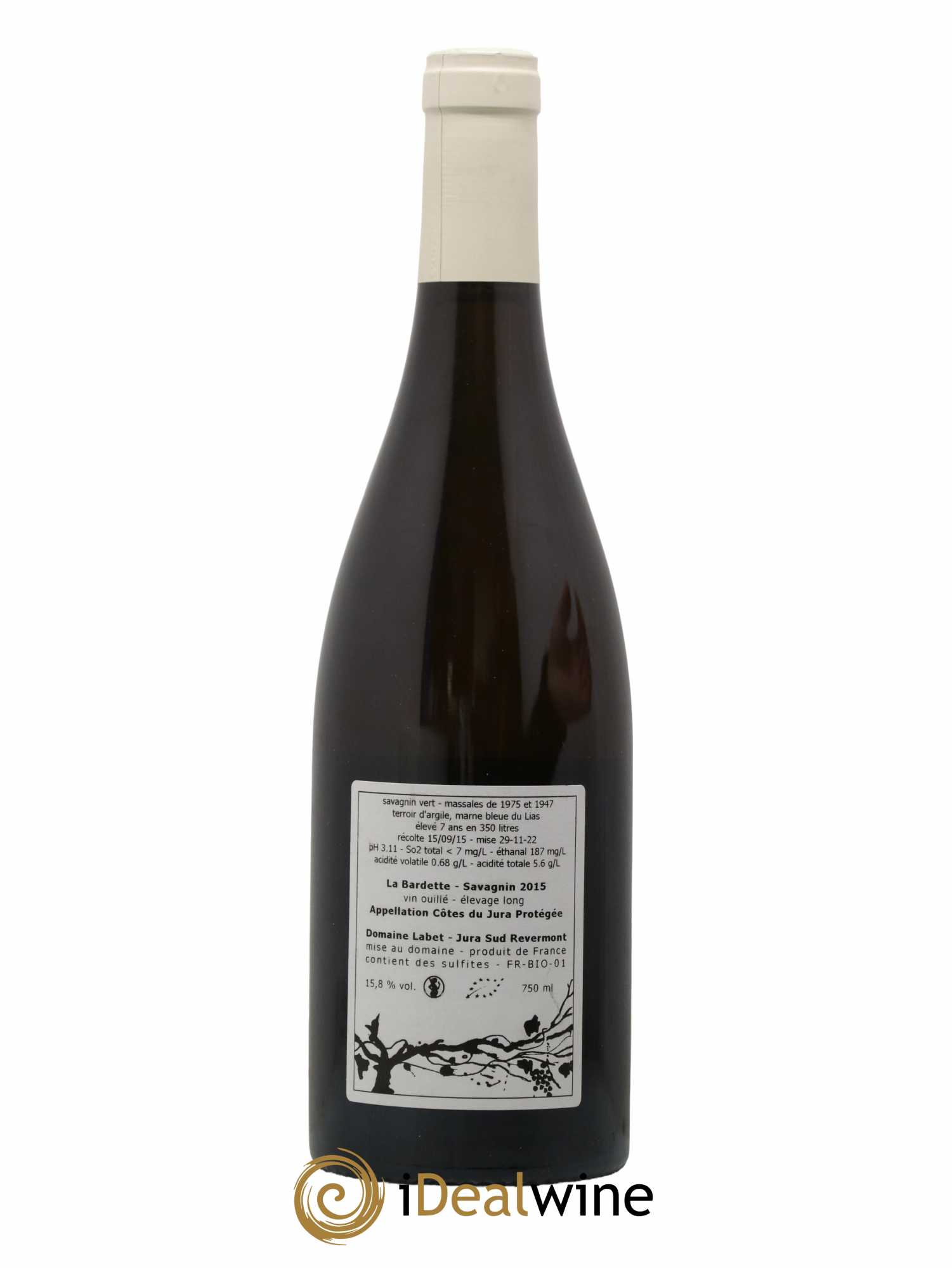 Côtes du Jura Savagnin Elevage Long La Bardette Labet 2015 - Lot de 1 bouteille - 1