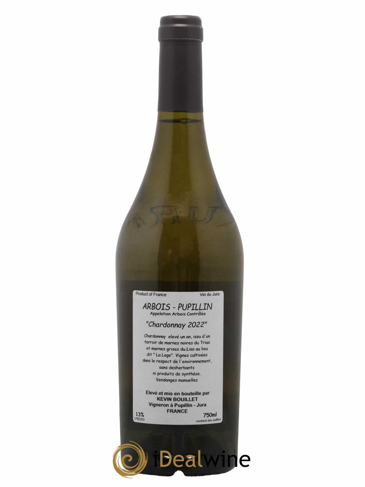 Arbois Pupillin Chardonnay Pépin Blanc Domaine Kévin Bouillet 2022 - Lot de 1 bouteille - 1