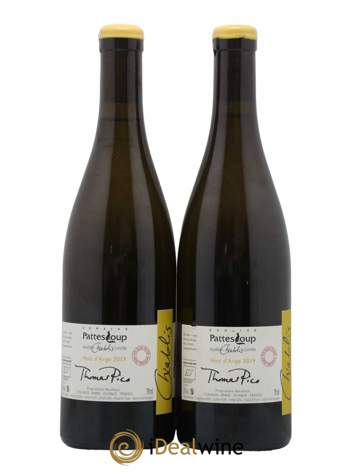 Chablis Vent d'Ange Pattes Loup (Domaine) 2019 - Lot de 2 bouteilles - 1