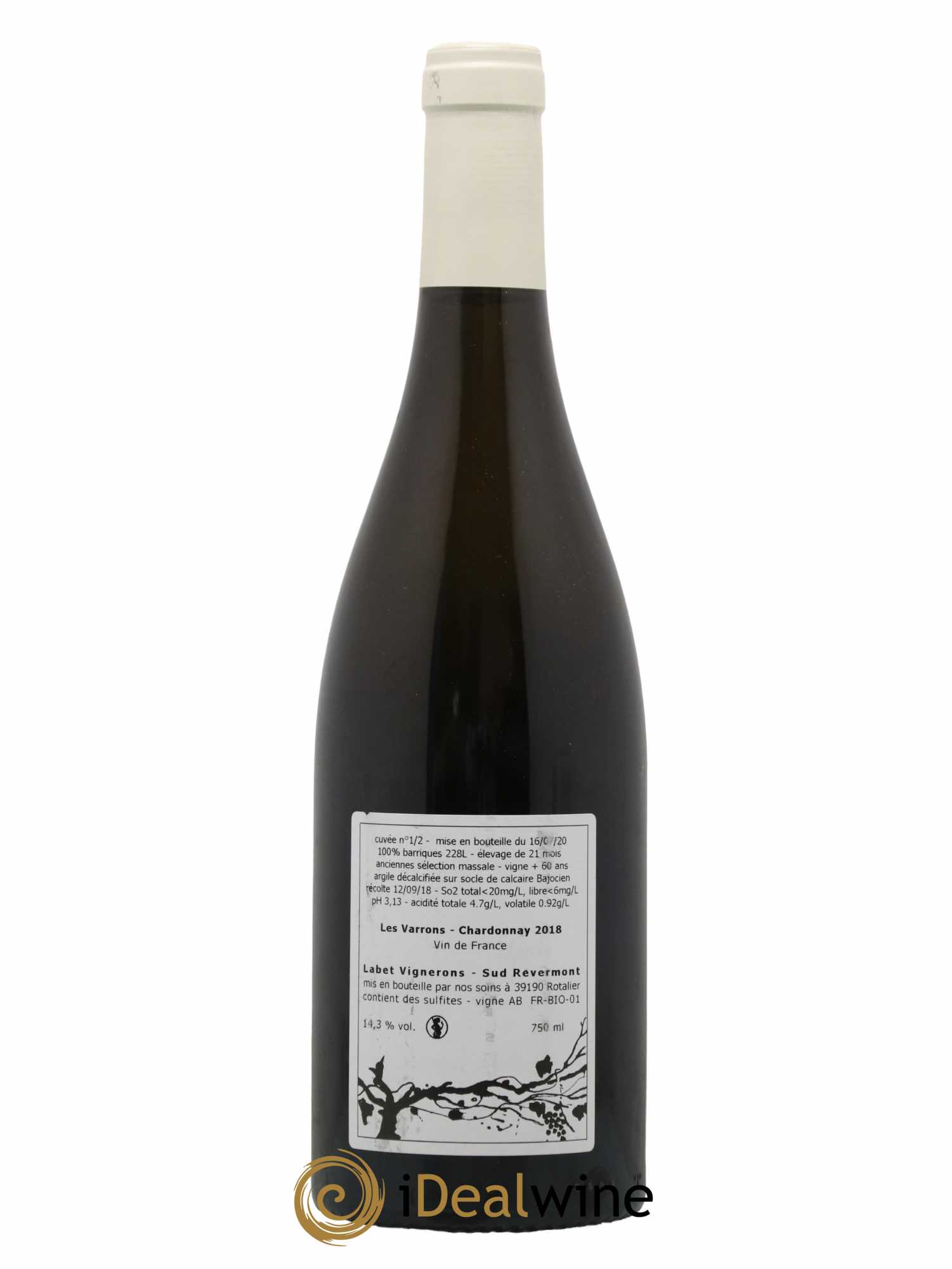 Côtes du Jura Chardonnay Les Varrons Romain - Julien - Charline Labet 2018 - Lot de 1 bouteille - 1