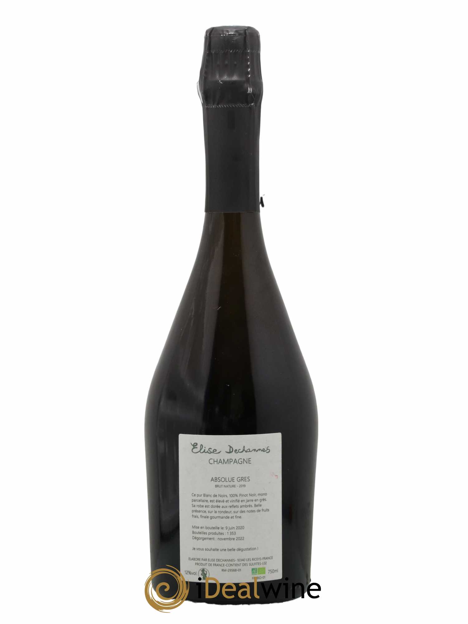 Absolue Grès Blanc de Noirs Brut Nature Elise Dechannes (Domaine) 2019 - Lot de 1 bouteille - 1