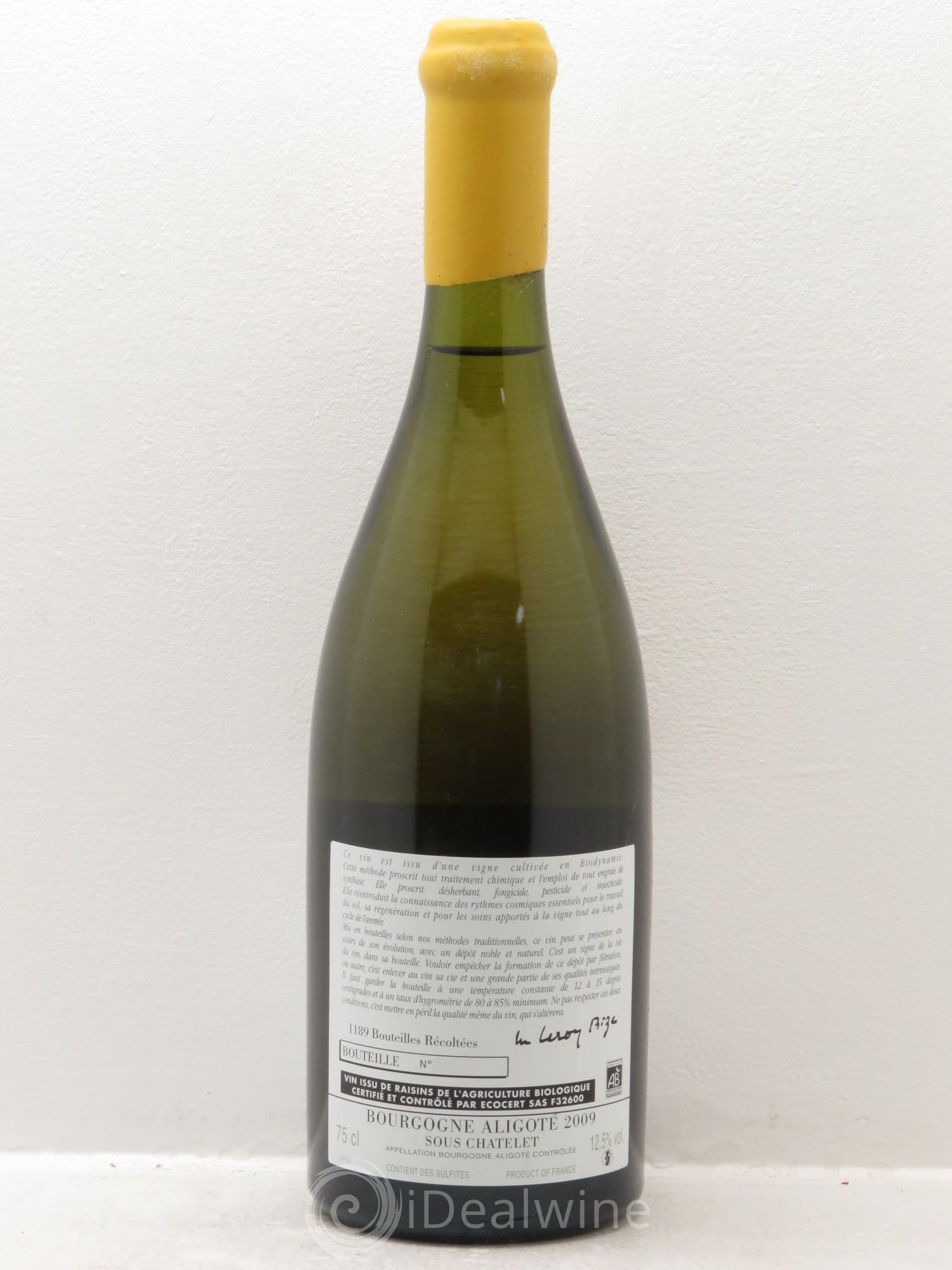 Bourgogne Aligoté Sous Chatelet d'Auvenay (Domaine) Sous Chatelet 2009 - Posten von 1 Flasche - 1